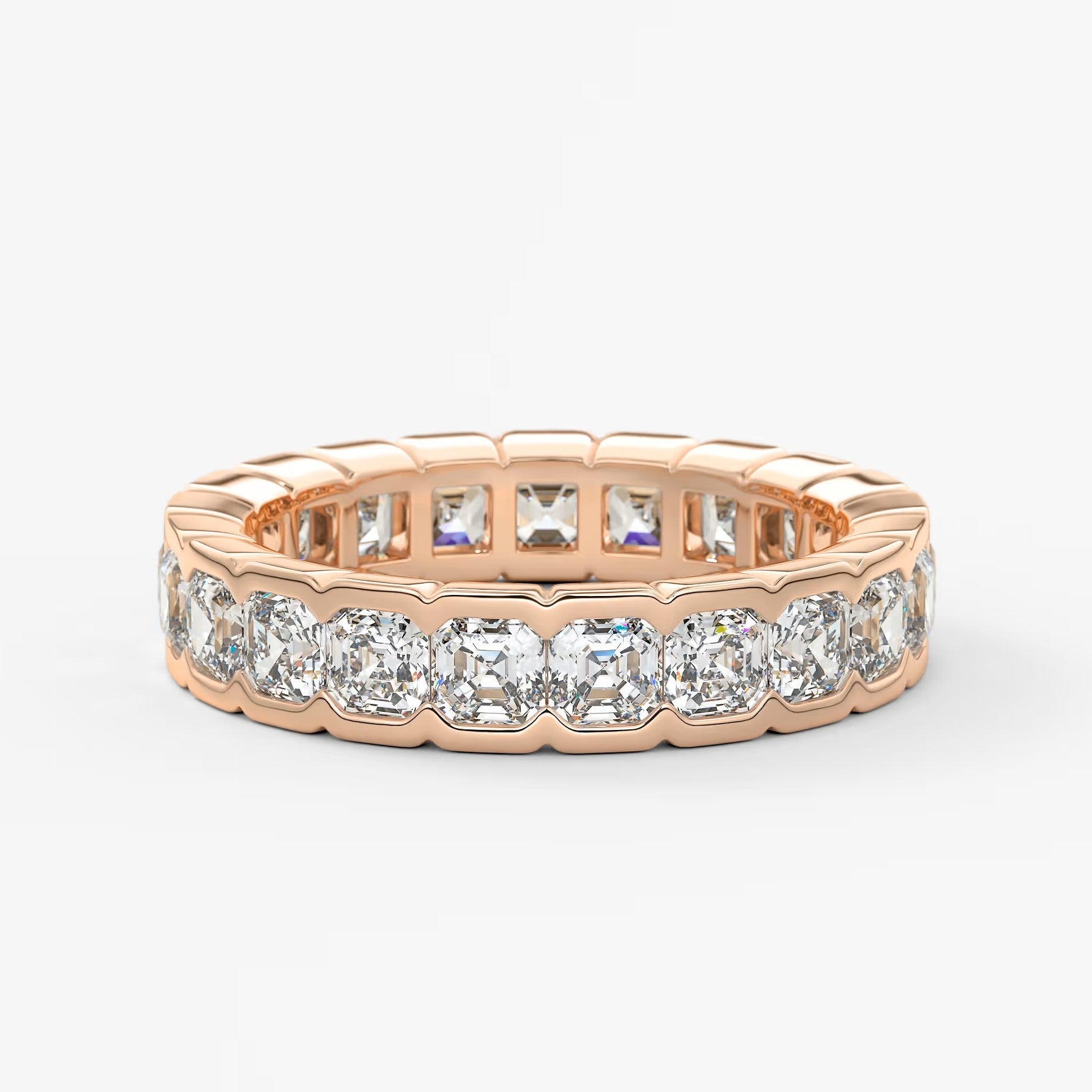 Solara asscher half-bezel eternity band