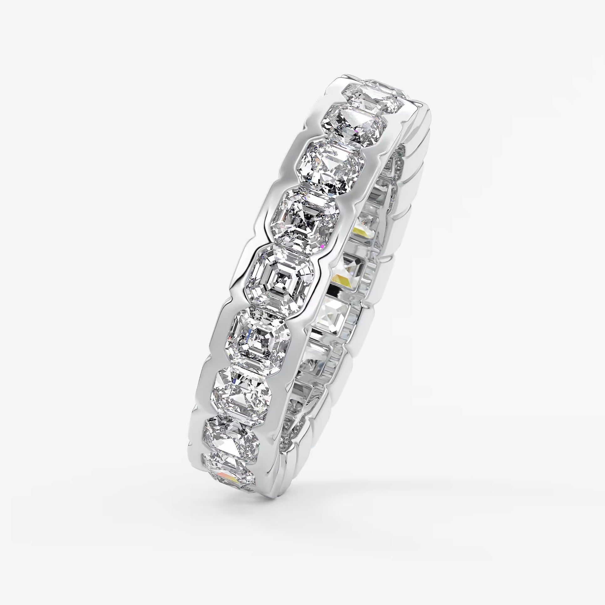 Solara asscher half-bezel eternity band