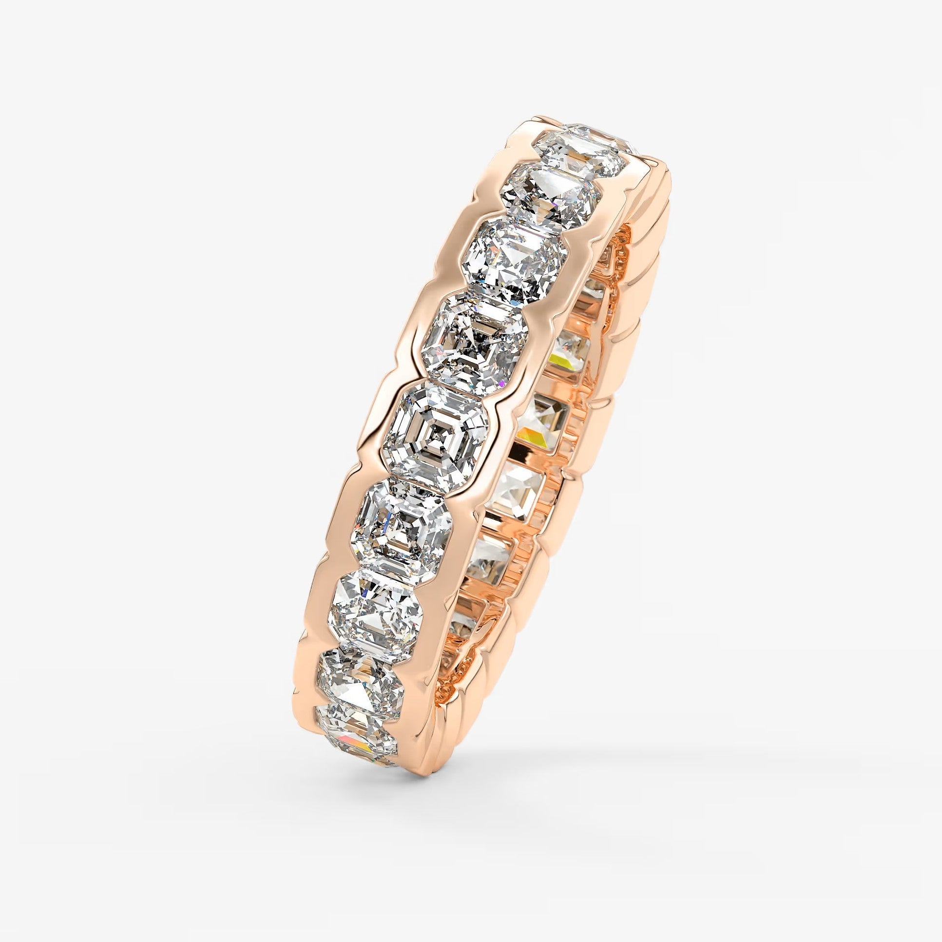 Solara asscher half-bezel eternity band