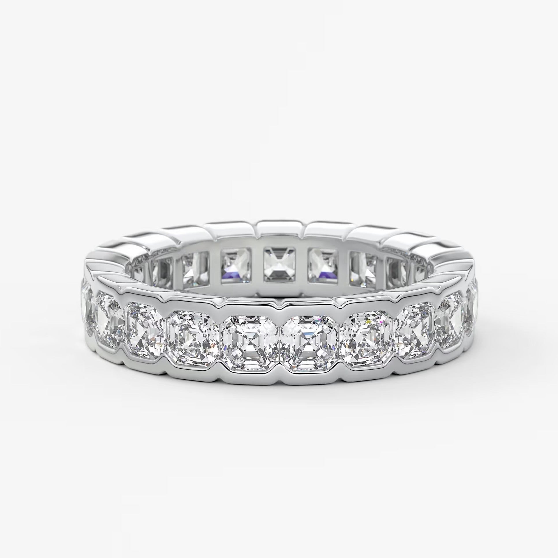Solara asscher half-bezel eternity band
