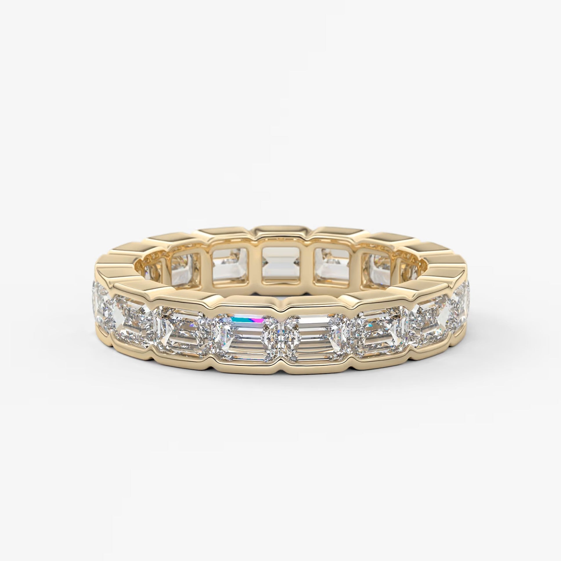Solara east-west emerald half-bezel eternity band