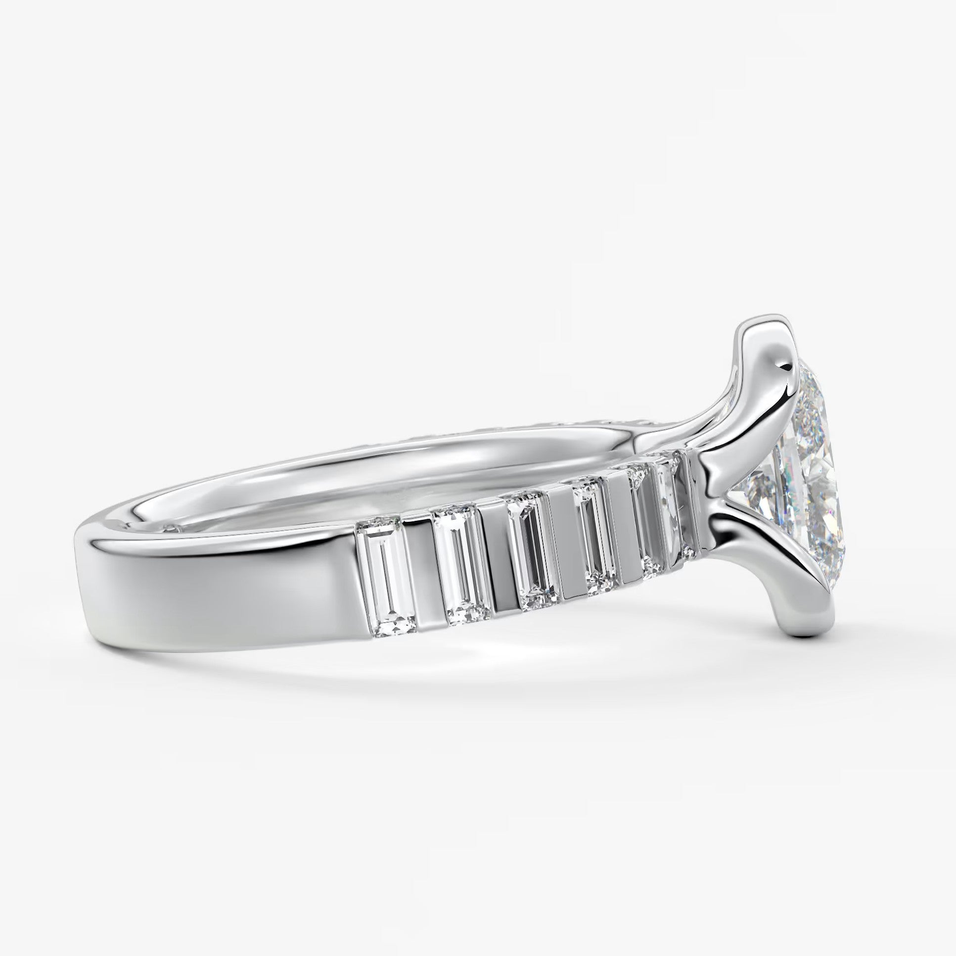 Solara grande elongated cushion half-bezel engagement ring