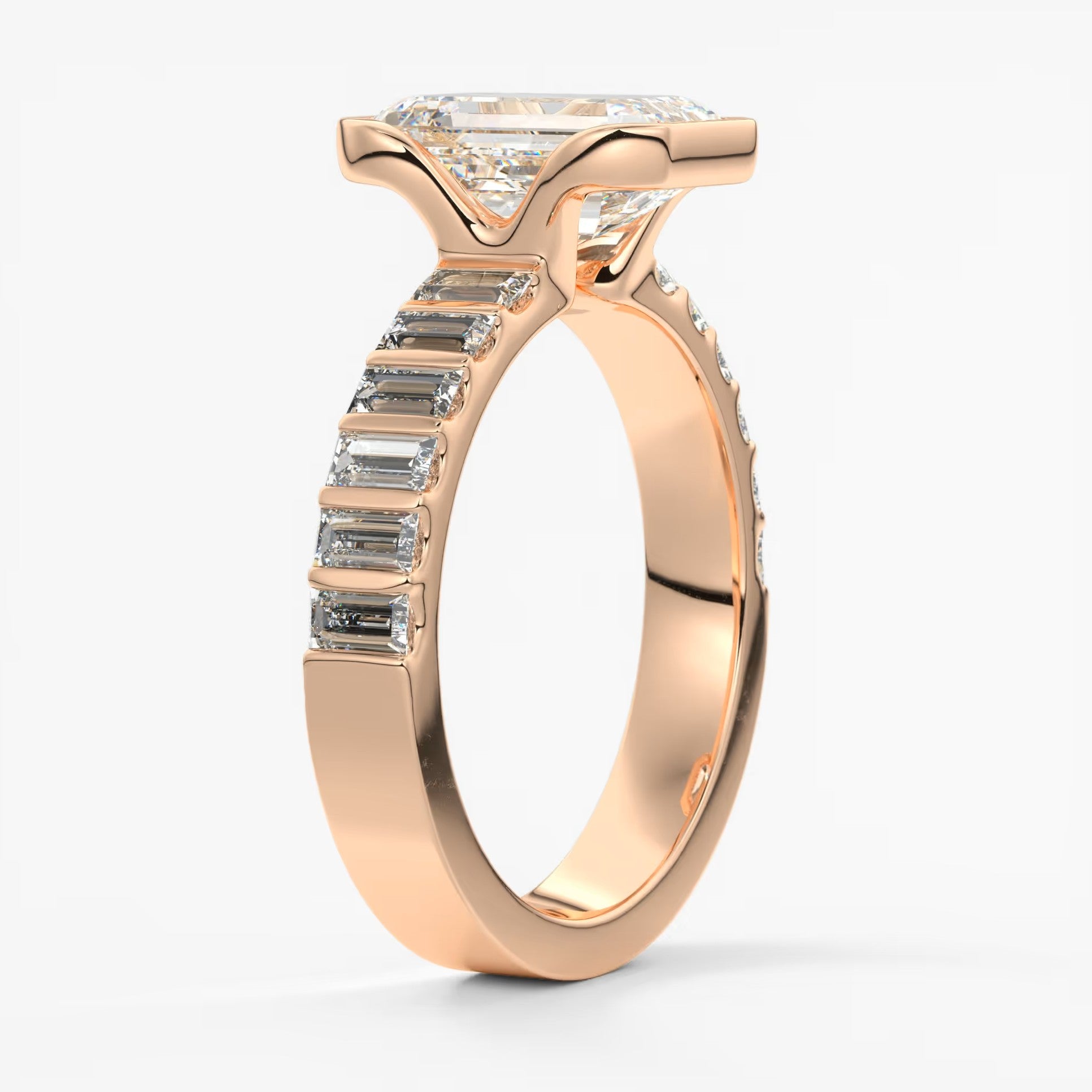 Solara grande emerald half-bezel engagement ring