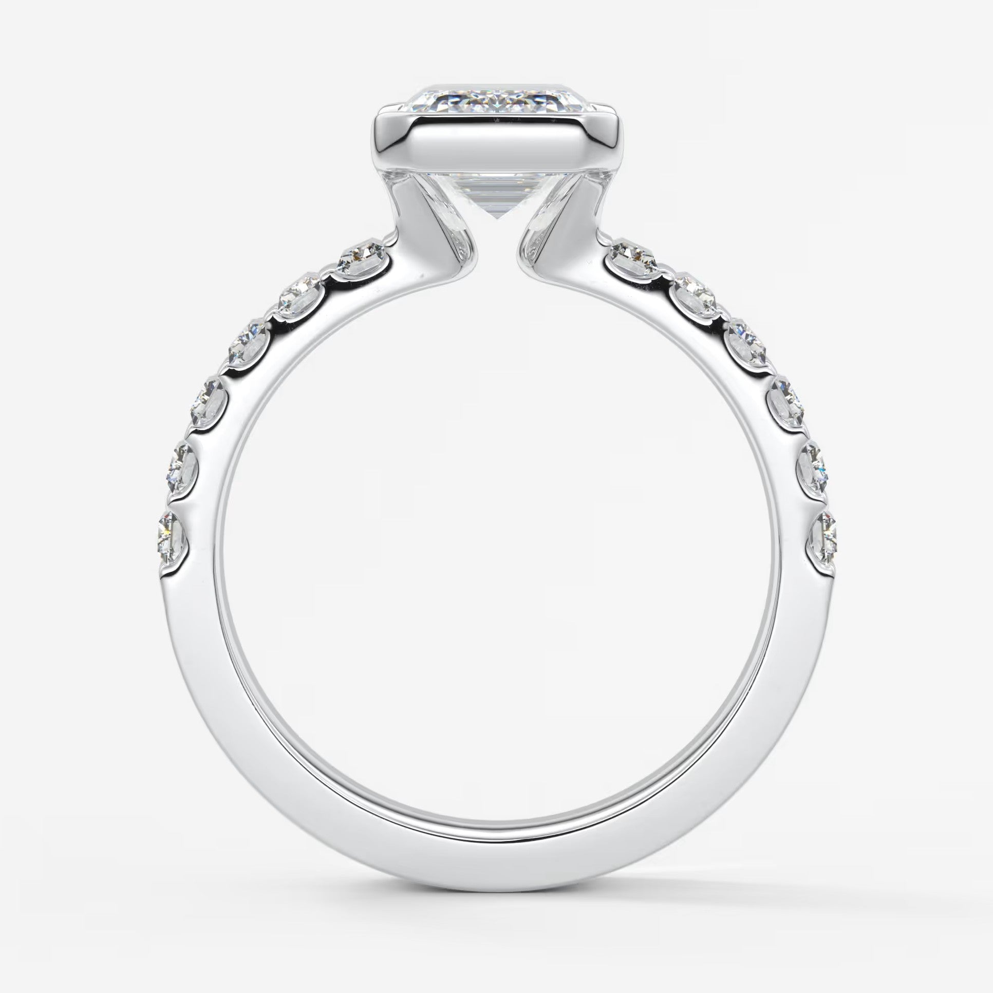 Solara grande emerald half-bezel engagement ring