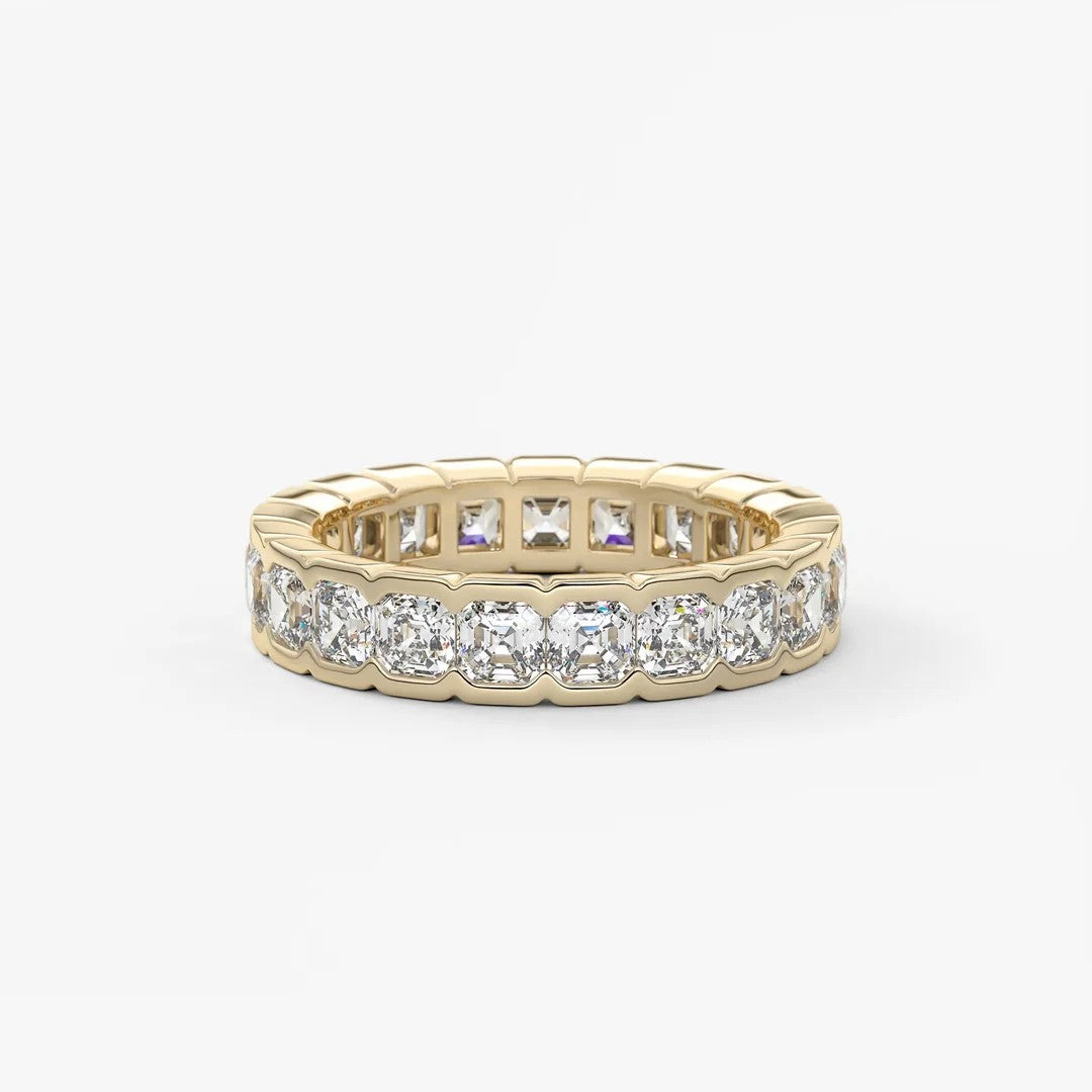 Solara asscher half-bezel eternity band