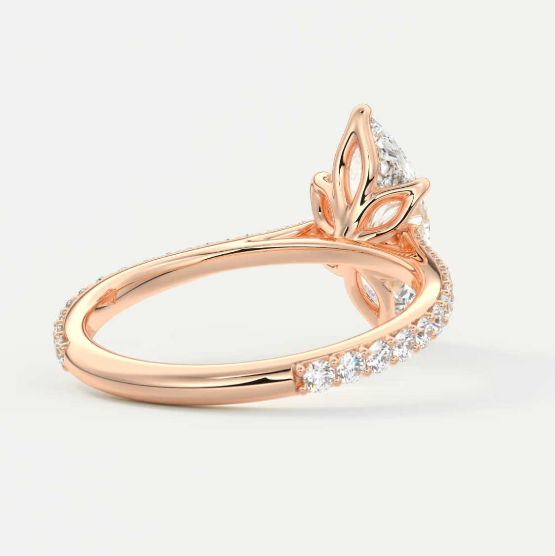 Custom made solenne marquise pavé cathedral solitaire engagement ring | diamondlab