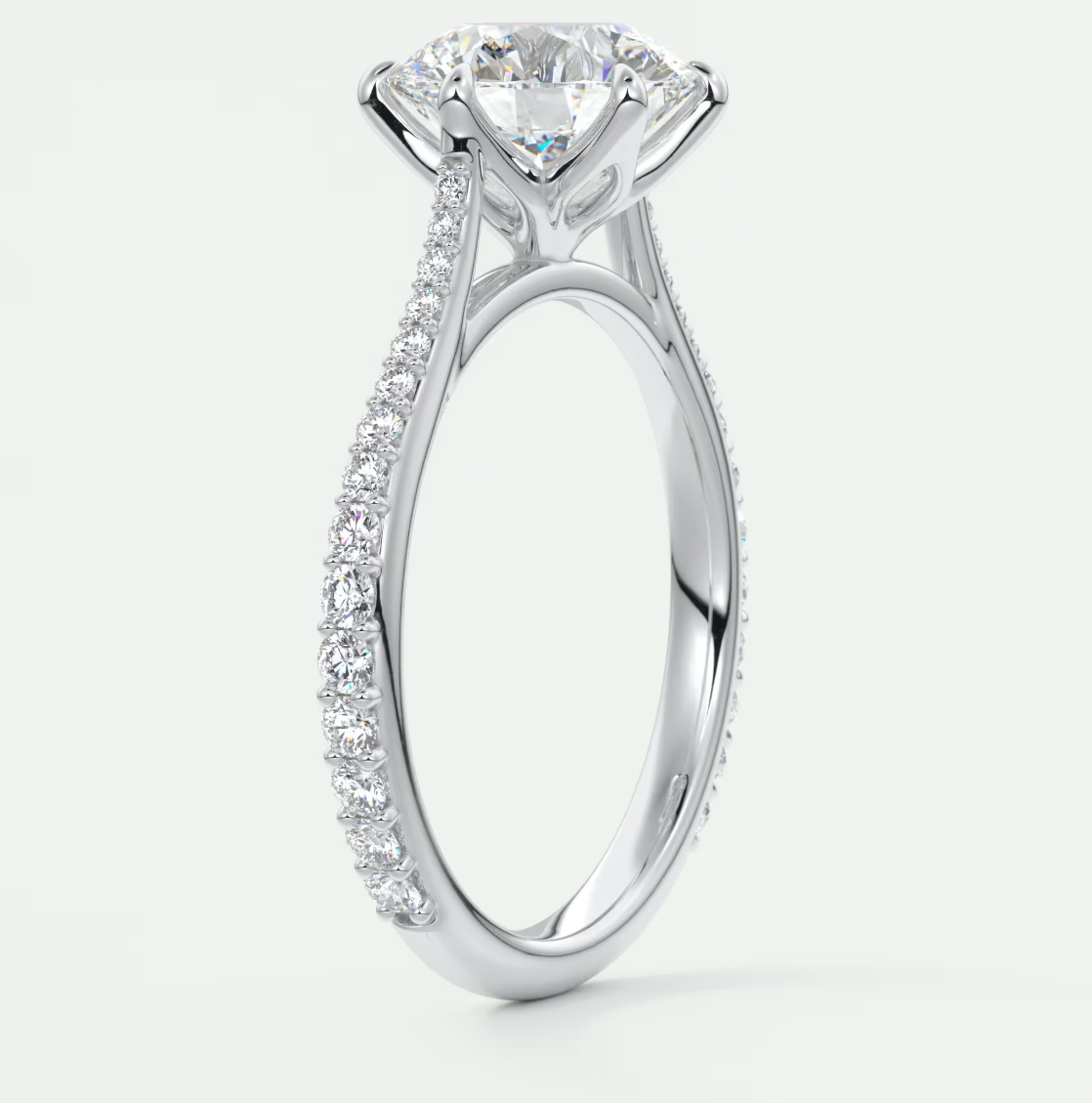 Custom made solenne round 6-prong cathedral solitaire engagement ring | diamondlab