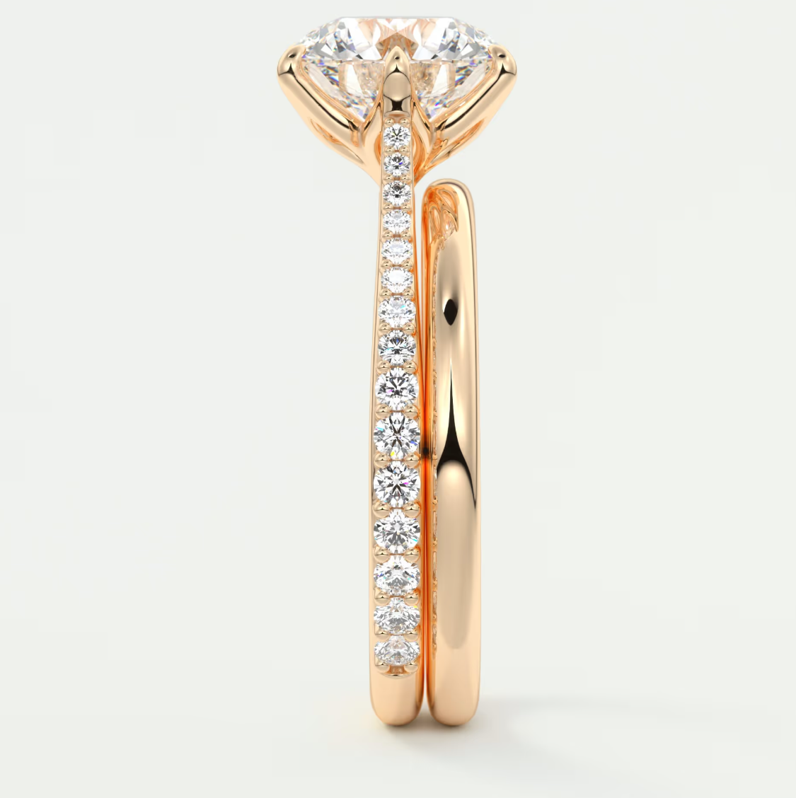 Custom made solenne round 6-prong cathedral solitaire engagement ring | diamondlab