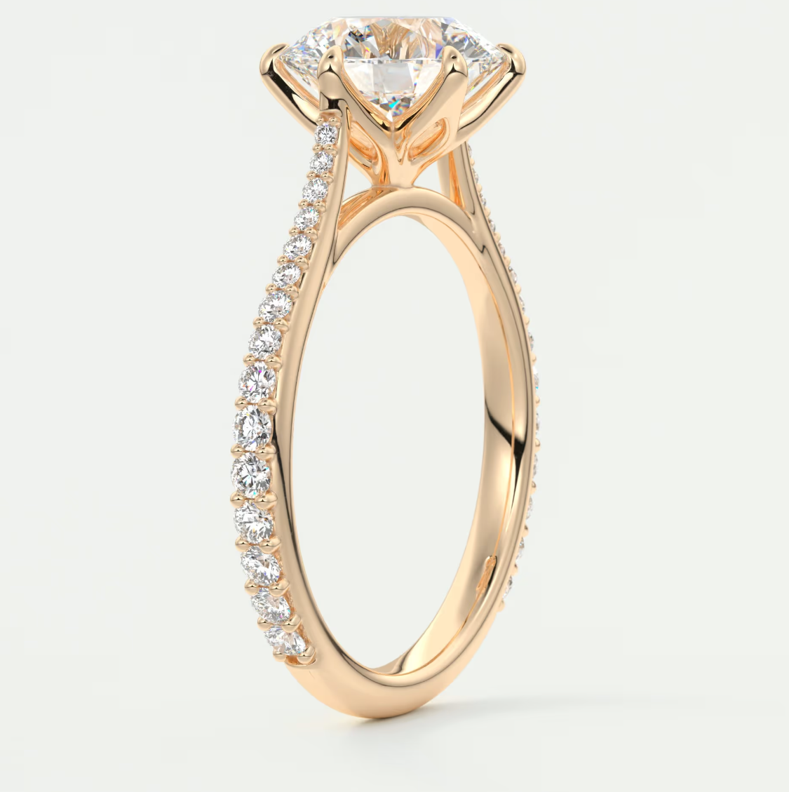 Custom made solenne round 6-prong cathedral solitaire engagement ring | diamondlab