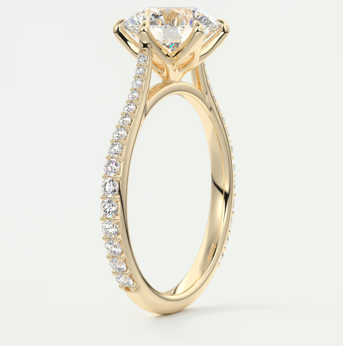 Custom made solenne round 6-prong cathedral solitaire engagement ring | diamondlab