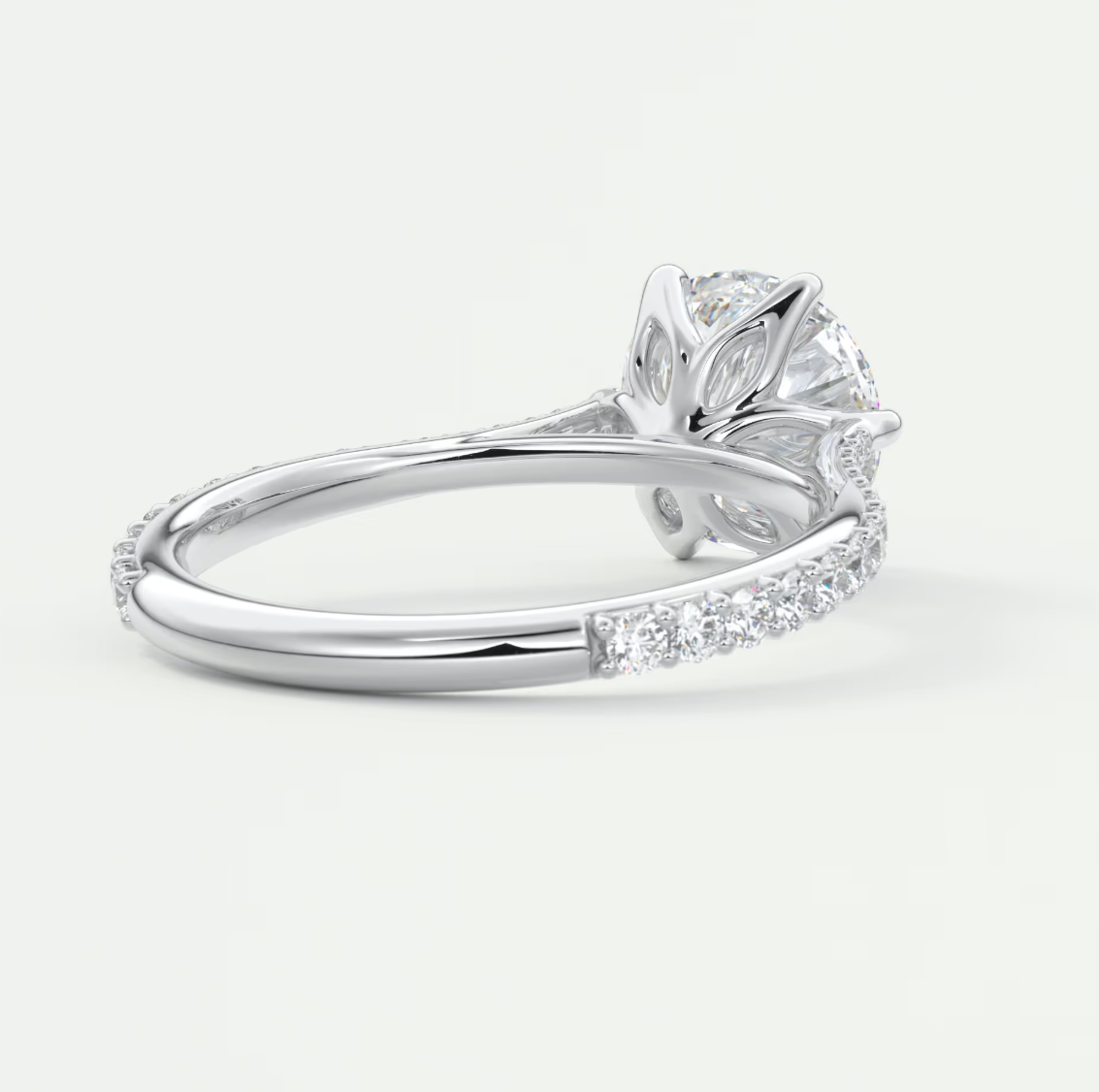 Custom made solenne round 6-prong cathedral solitaire engagement ring | diamondlab