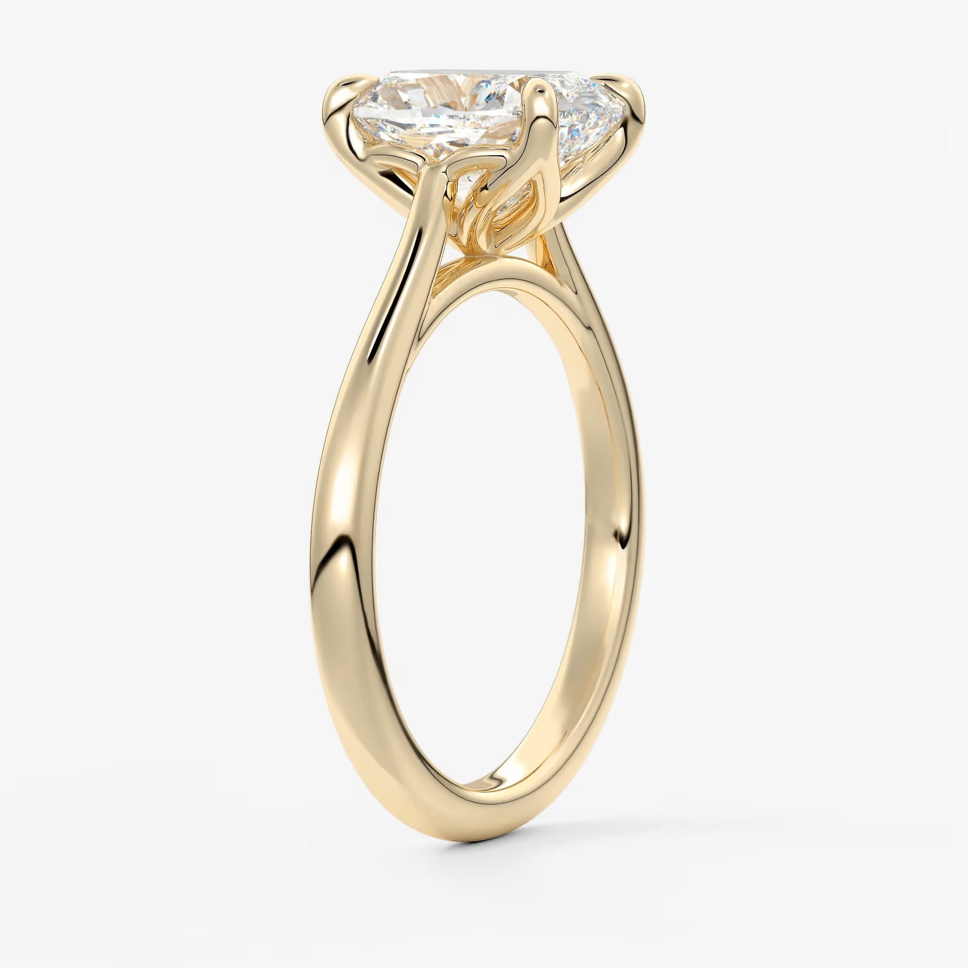 Tulip cathedral elongated cushion engagement ring