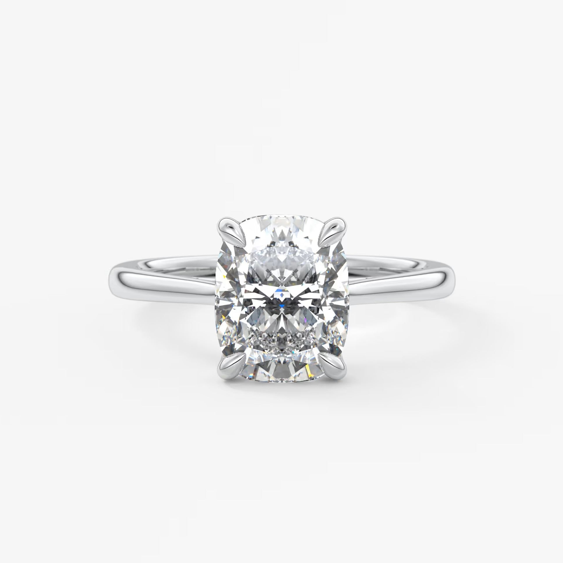 Tulip cathedral elongated cushion engagement ring