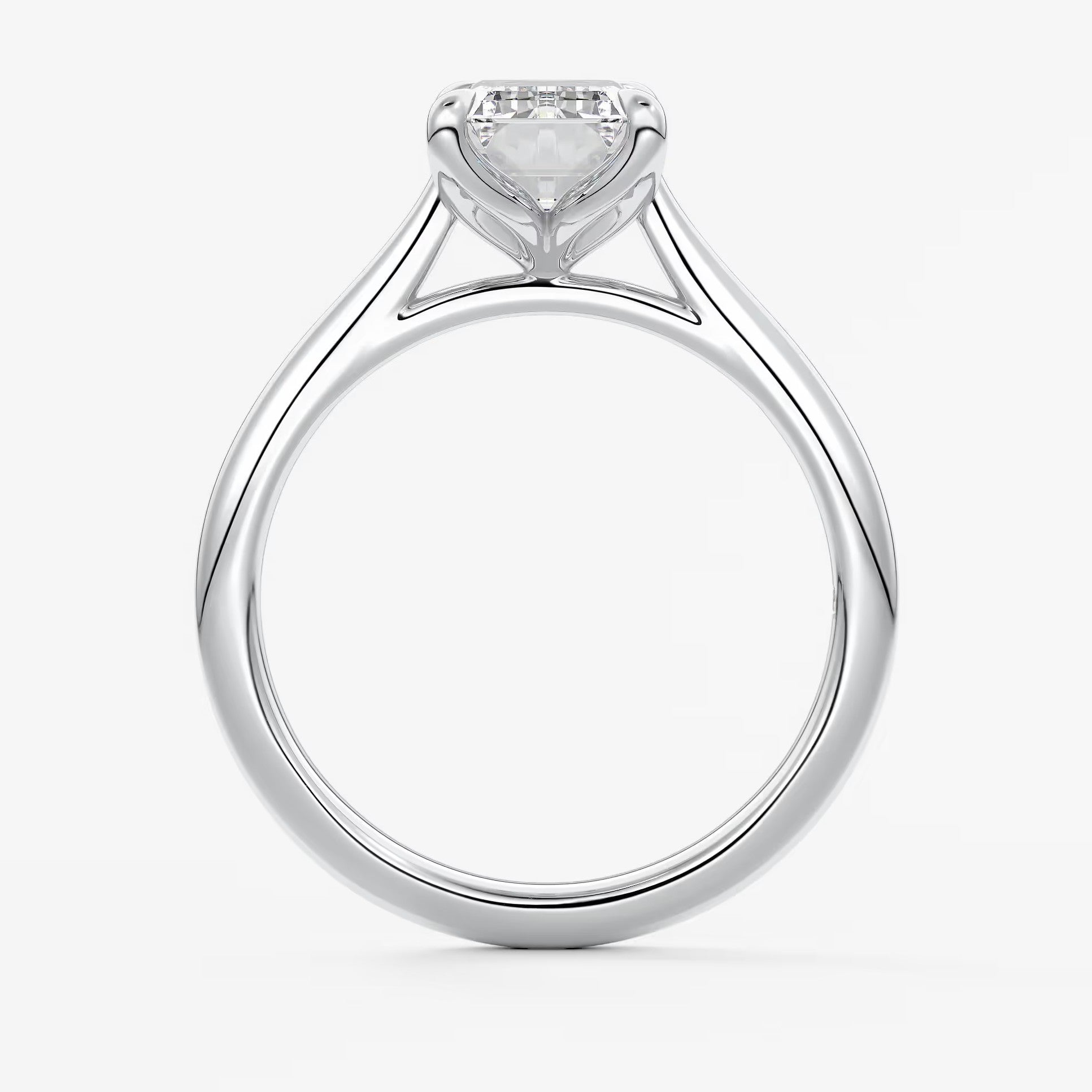 Tulip emerald cathedral engagement ring
