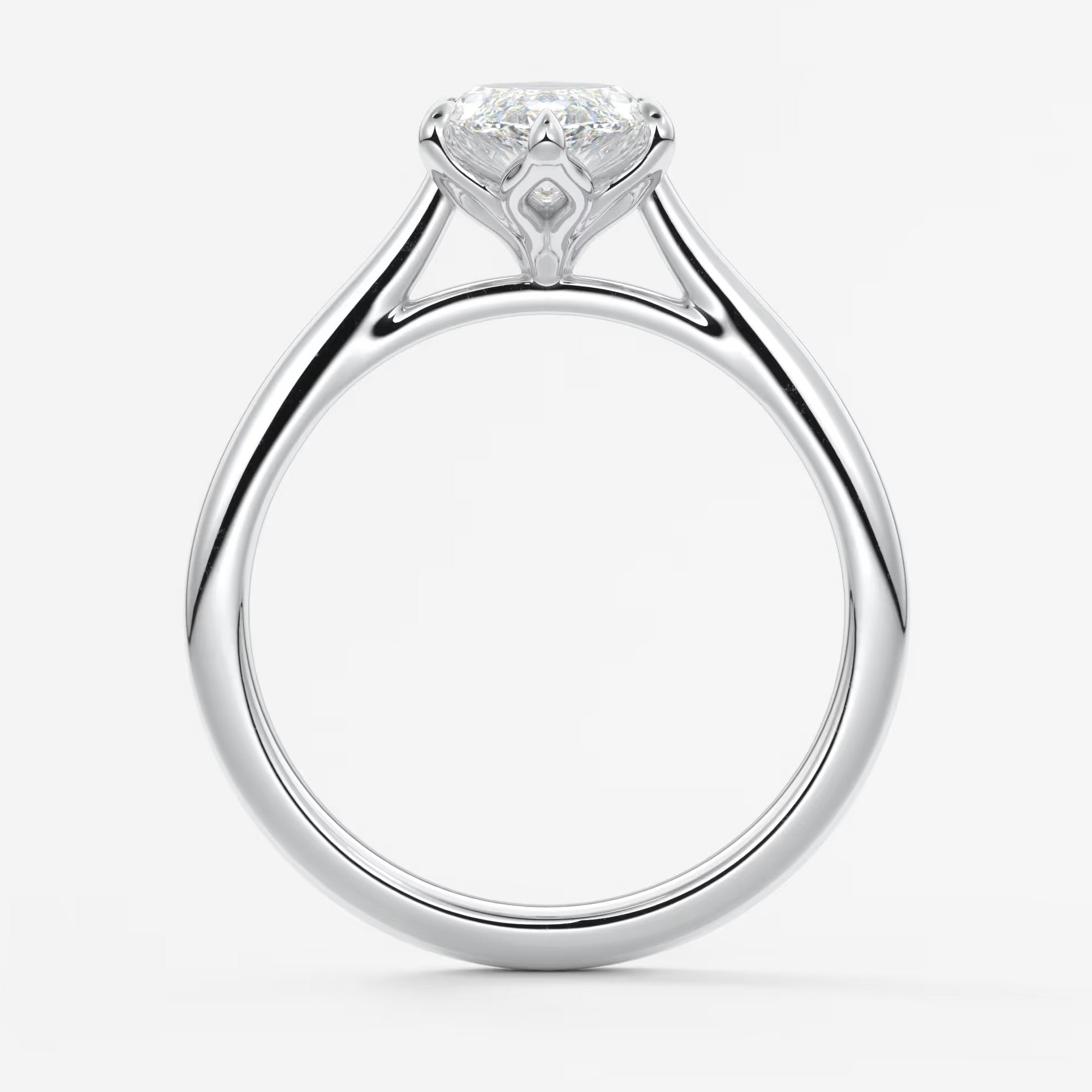 Tulip marquise cathedral engagement ring