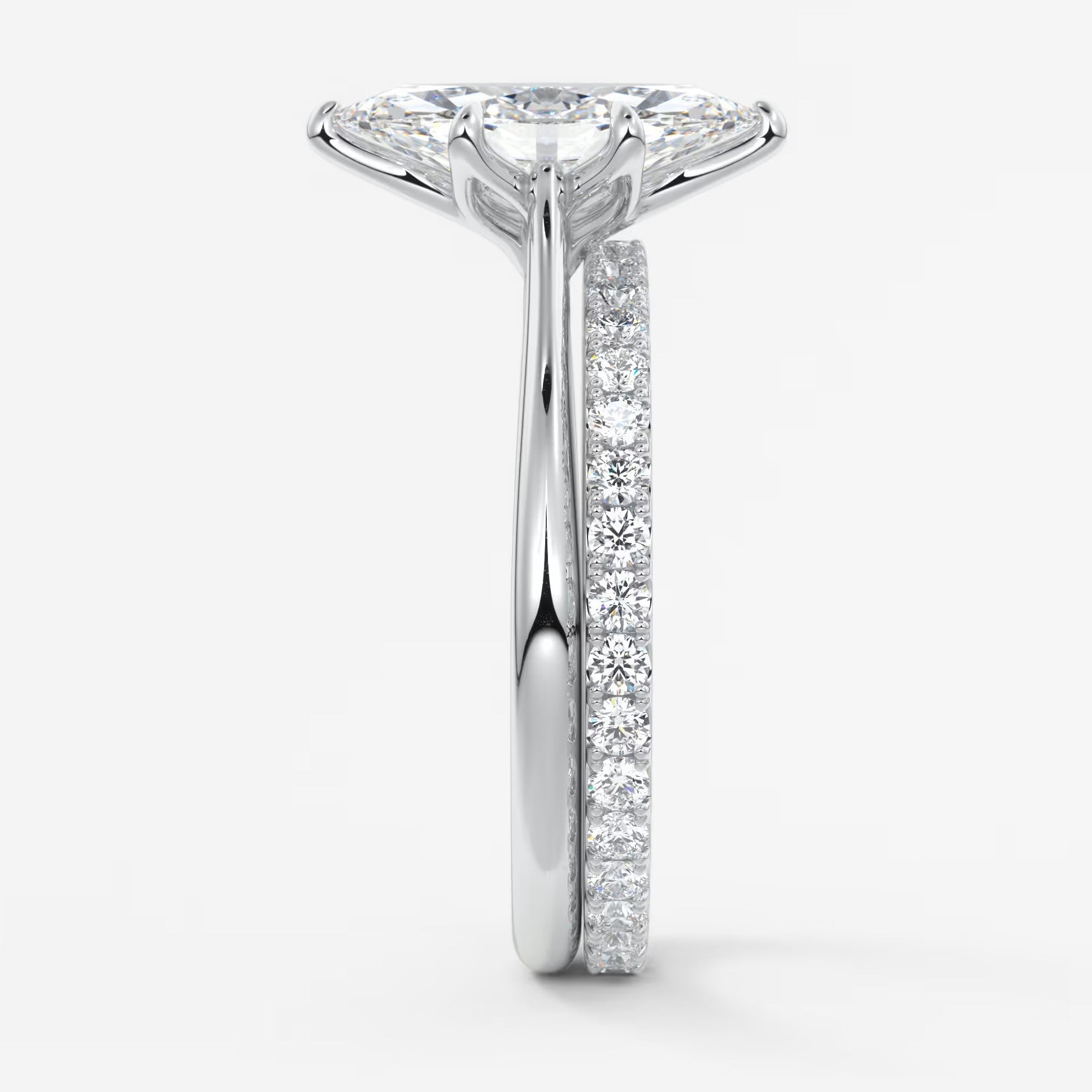 Tulip marquise cathedral engagement ring