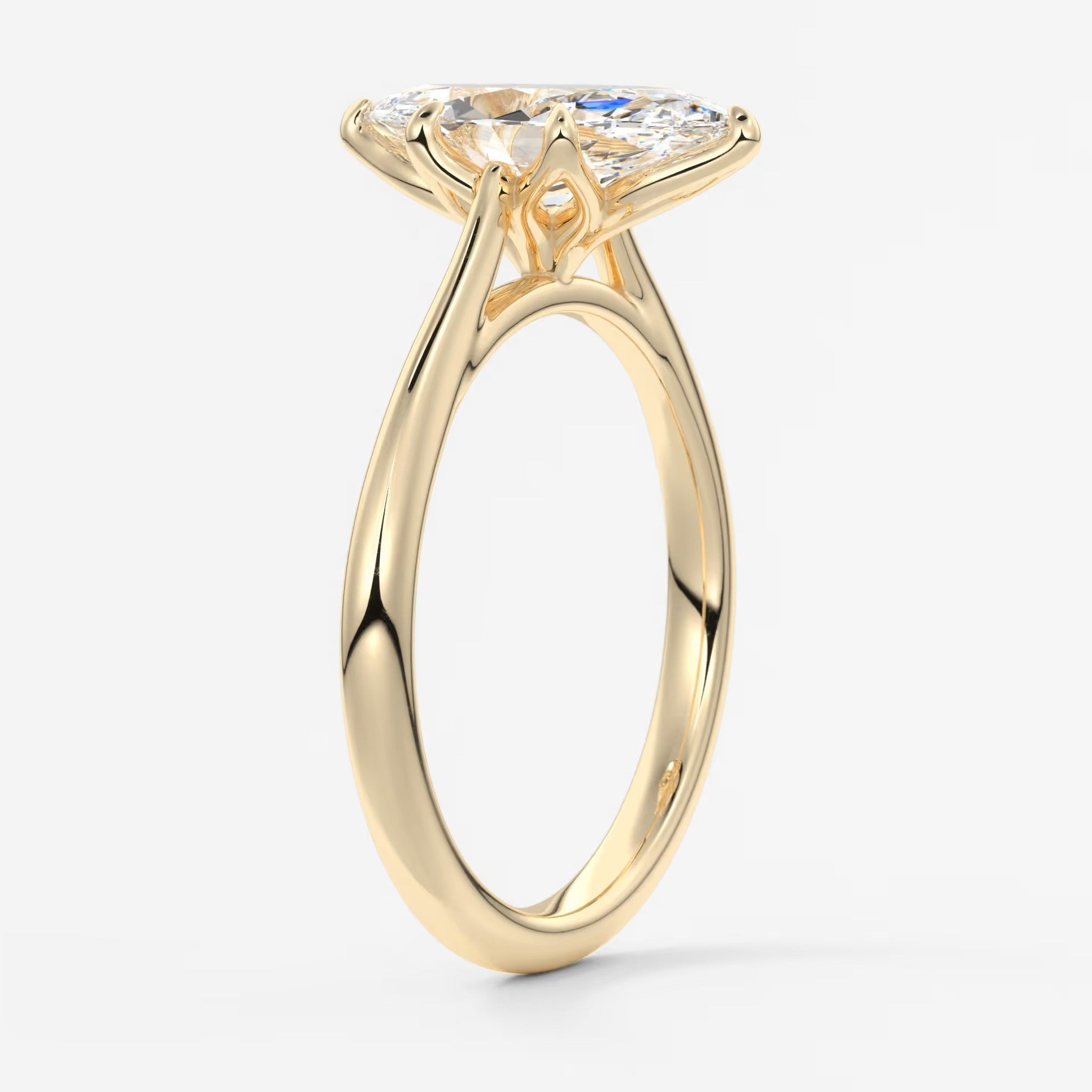 Tulip marquise cathedral engagement ring