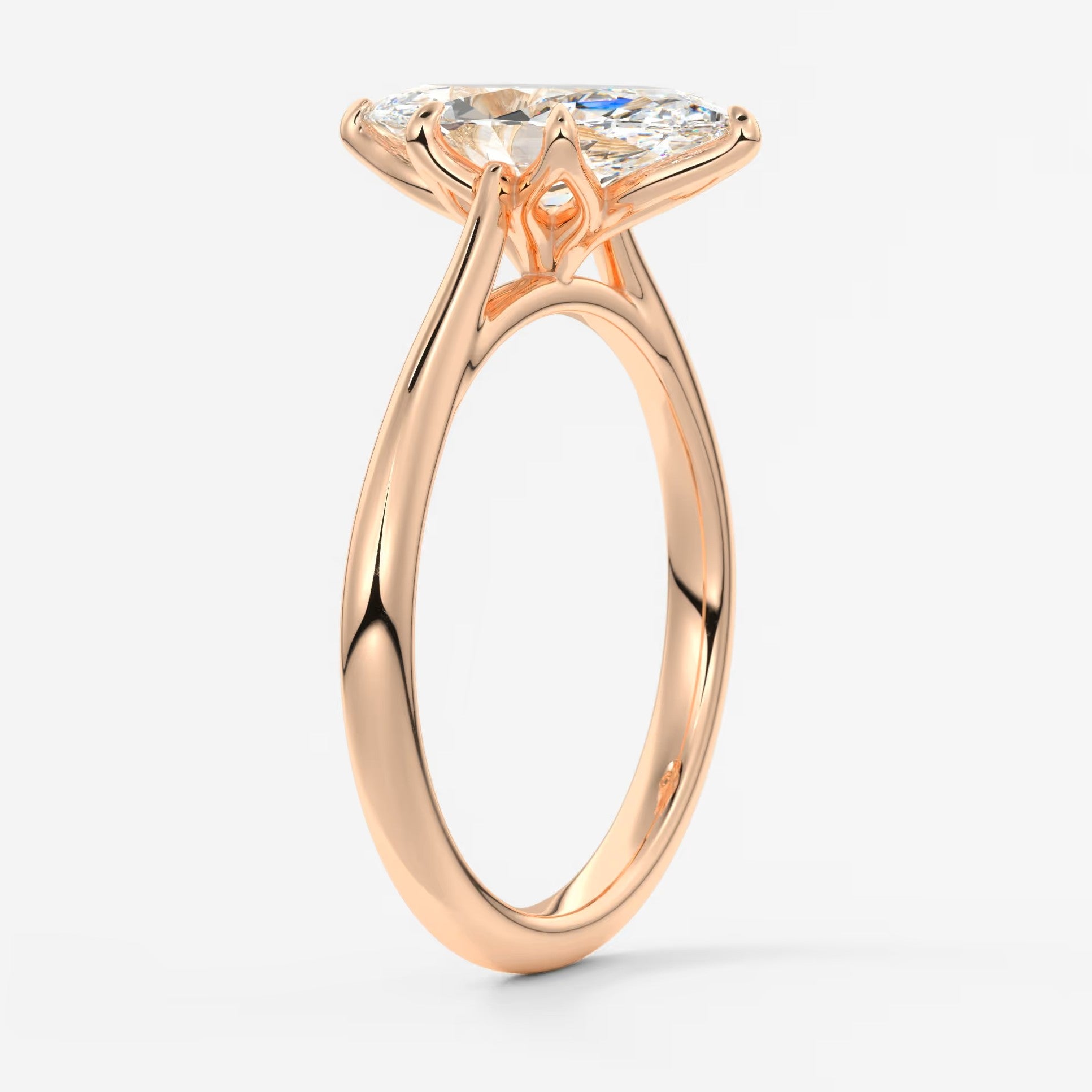 Tulip marquise cathedral engagement ring