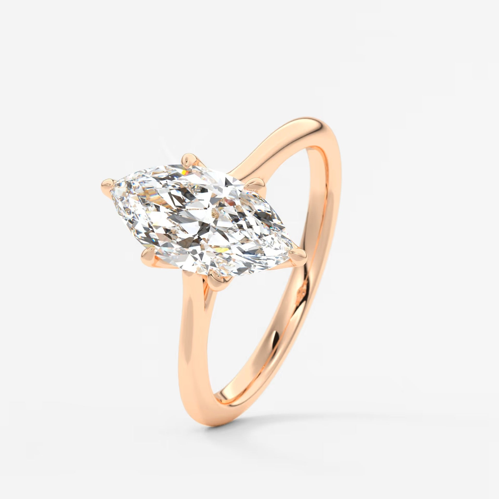 Tulip marquise cathedral engagement ring