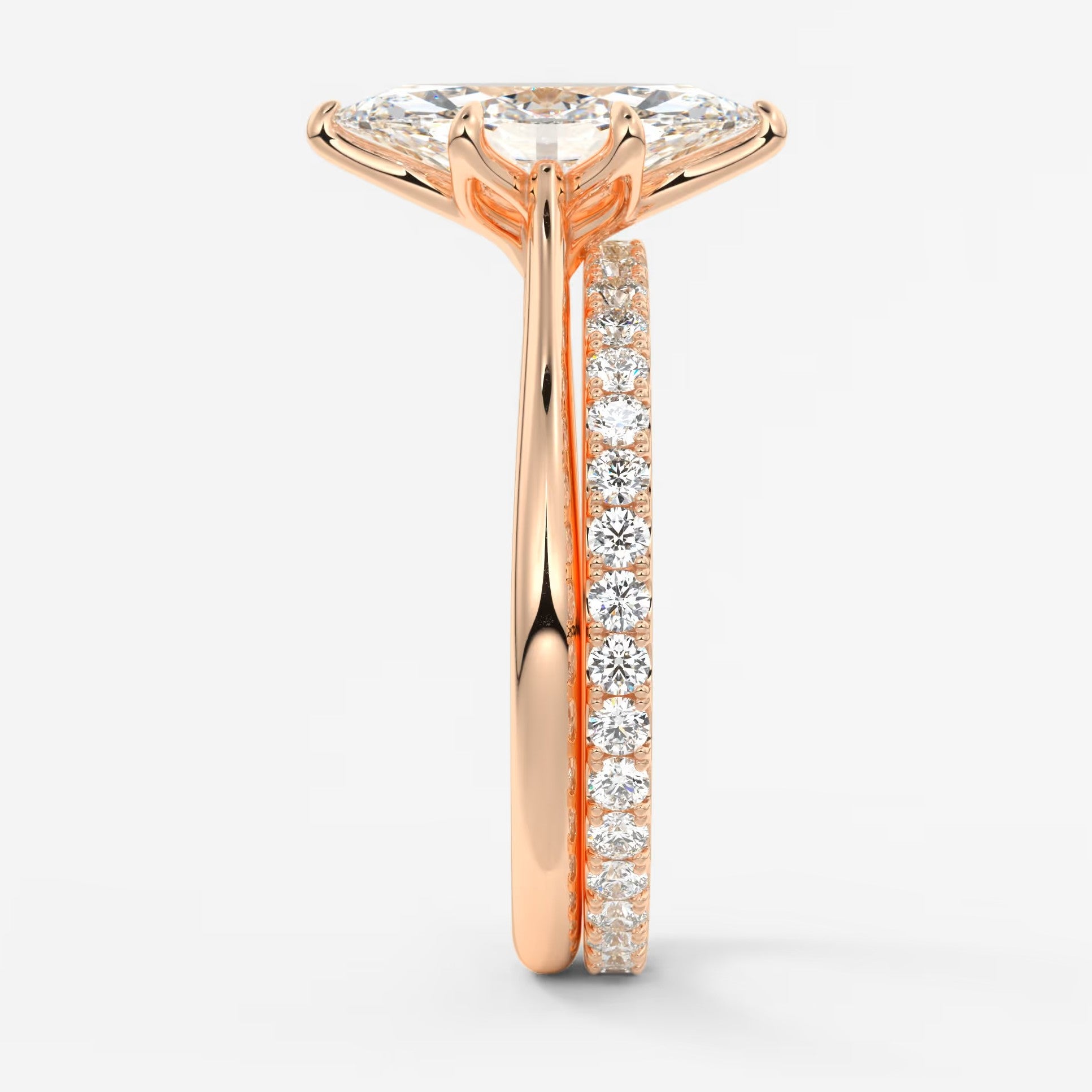 Tulip marquise cathedral engagement ring