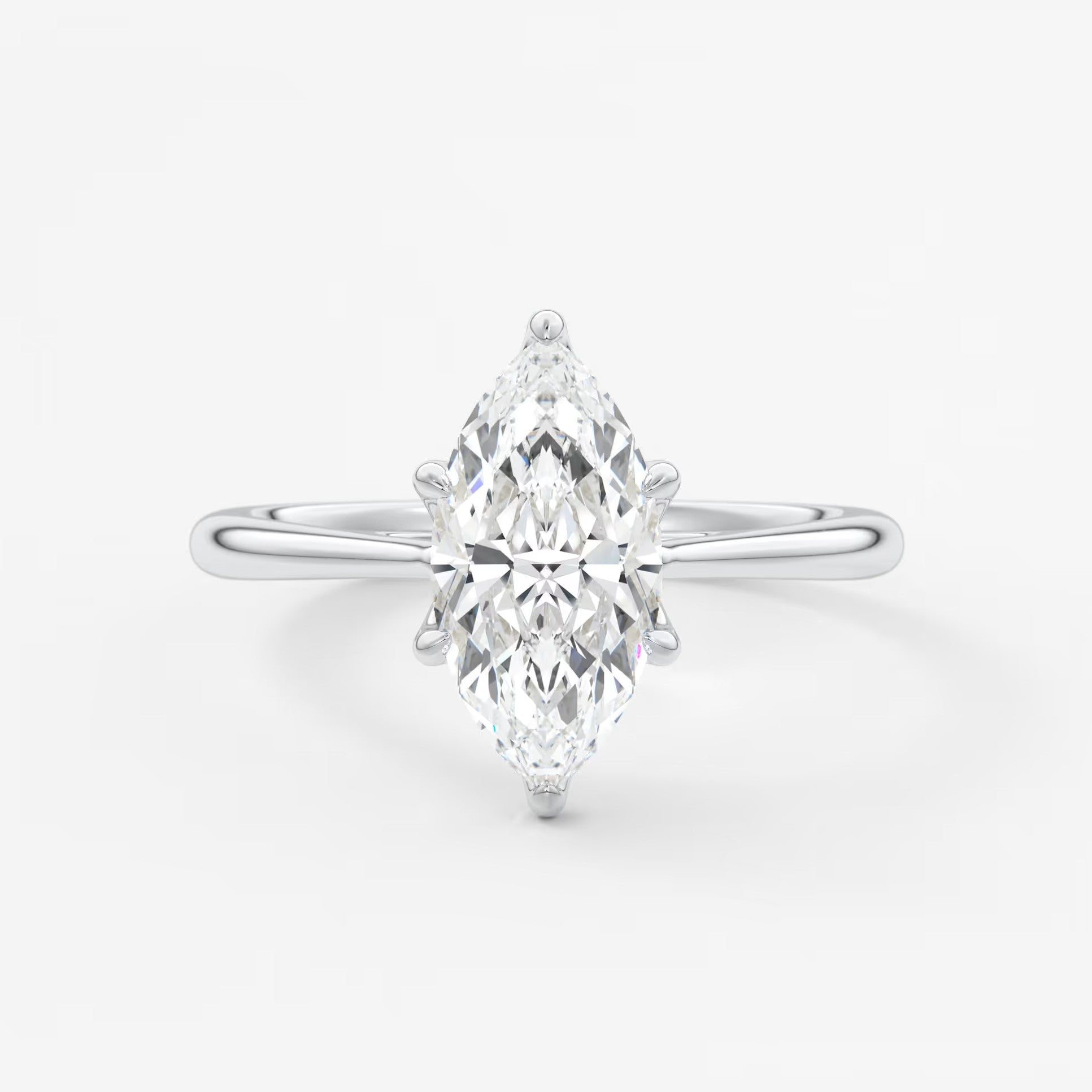 Tulip marquise cathedral engagement ring
