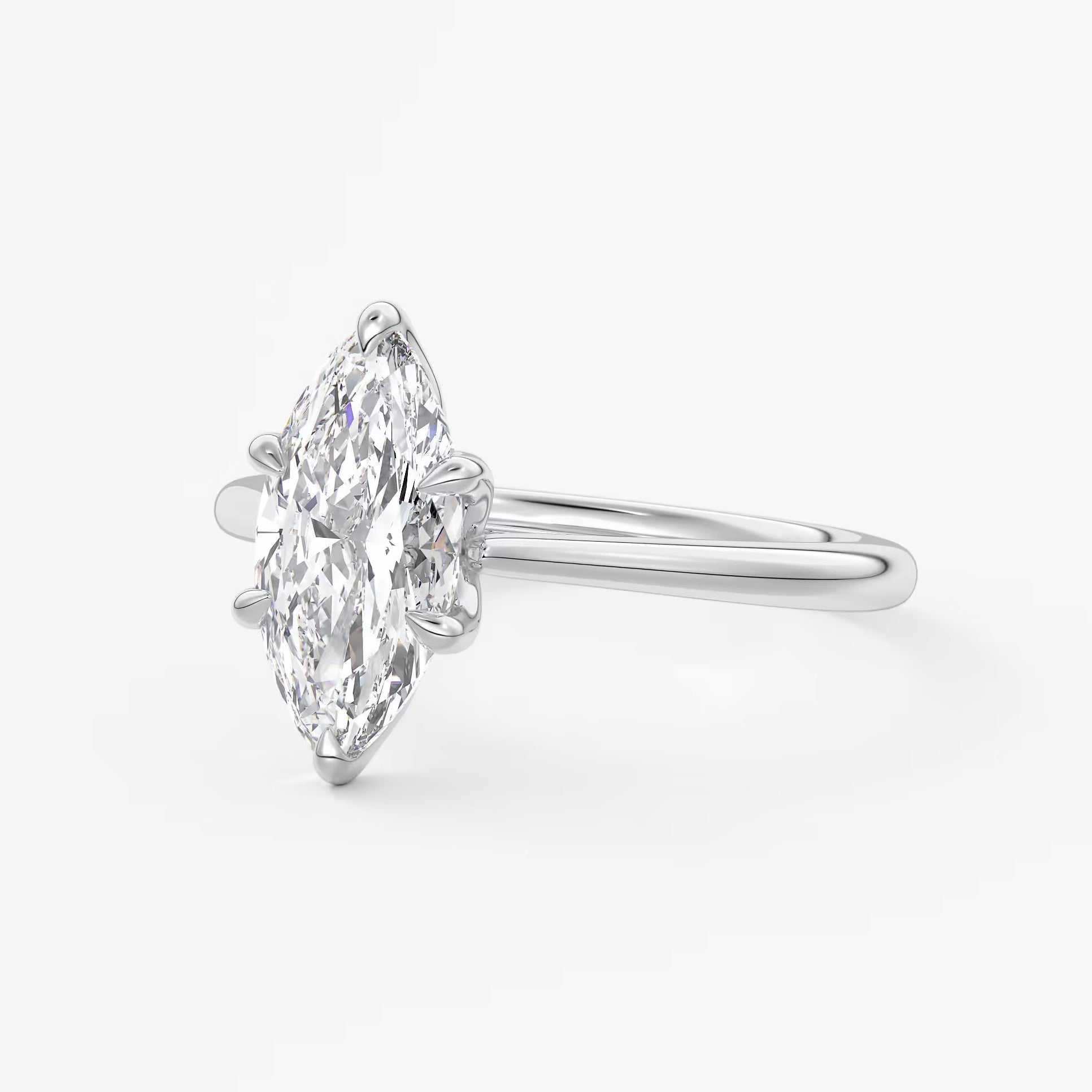 Tulip marquise two-tone cathedral engagement ring