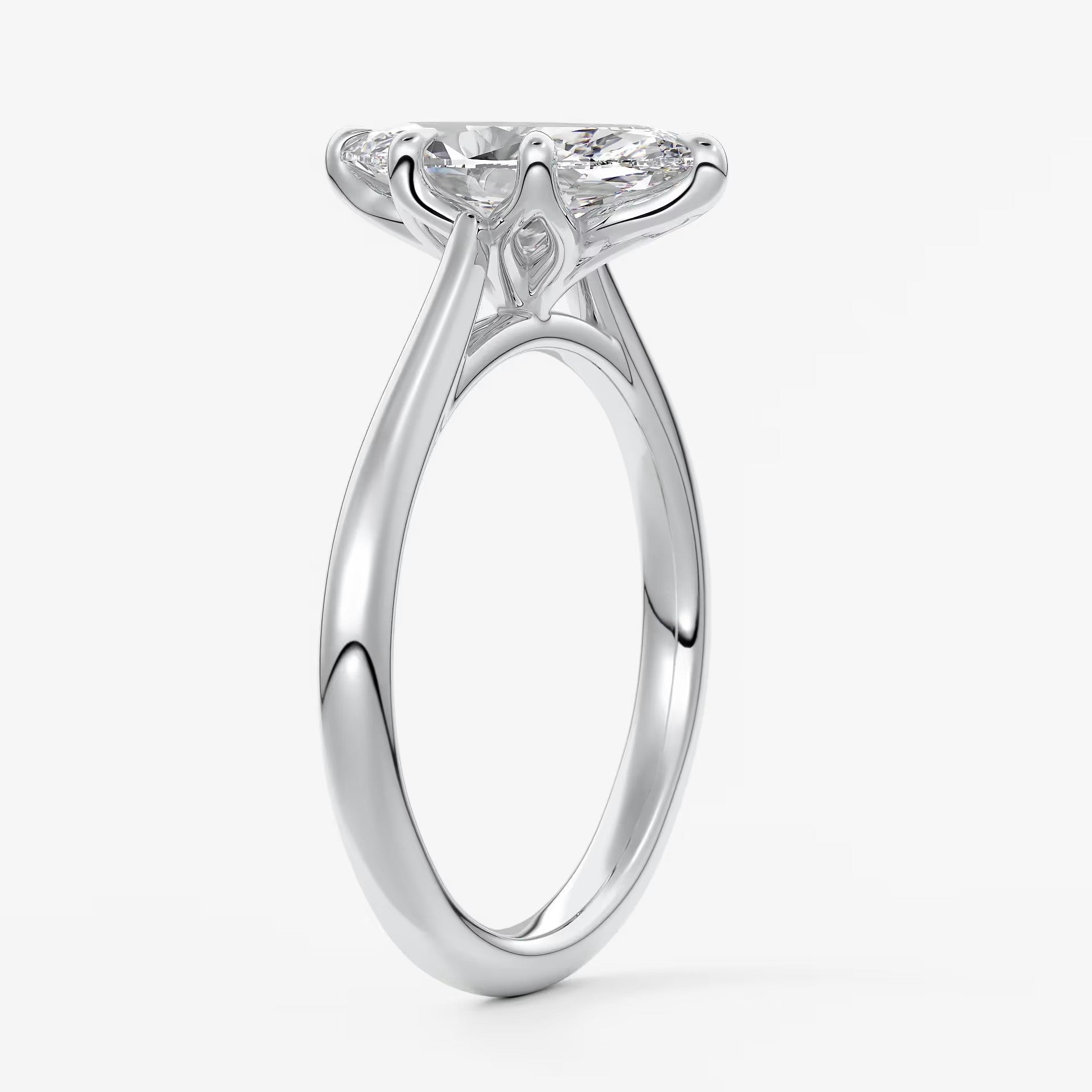 Tulip marquise two-tone cathedral engagement ring