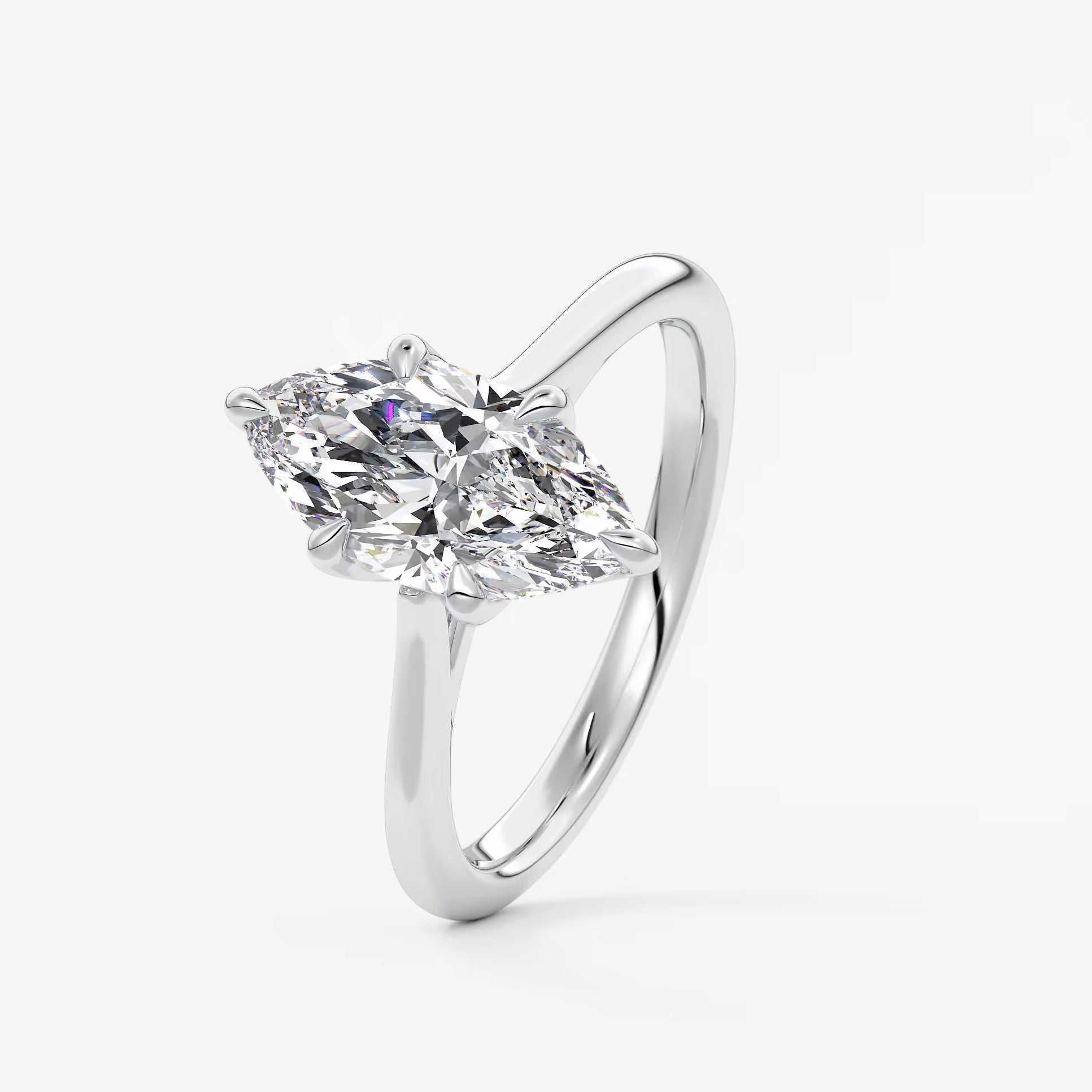 Tulip marquise two-tone cathedral engagement ring