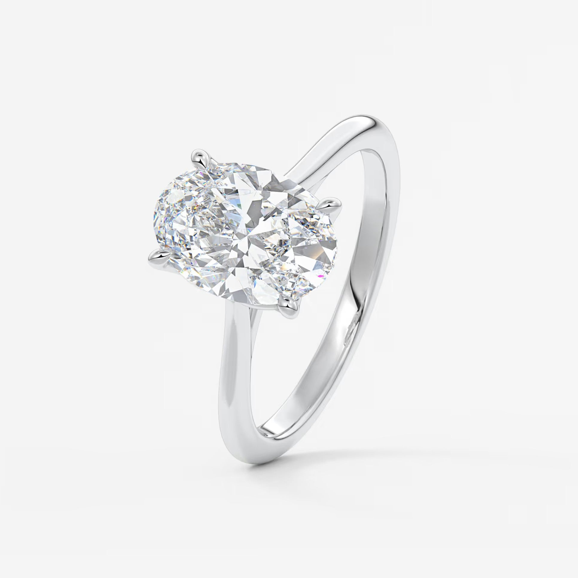 Tulip oval two-tone cathedral engagement ring