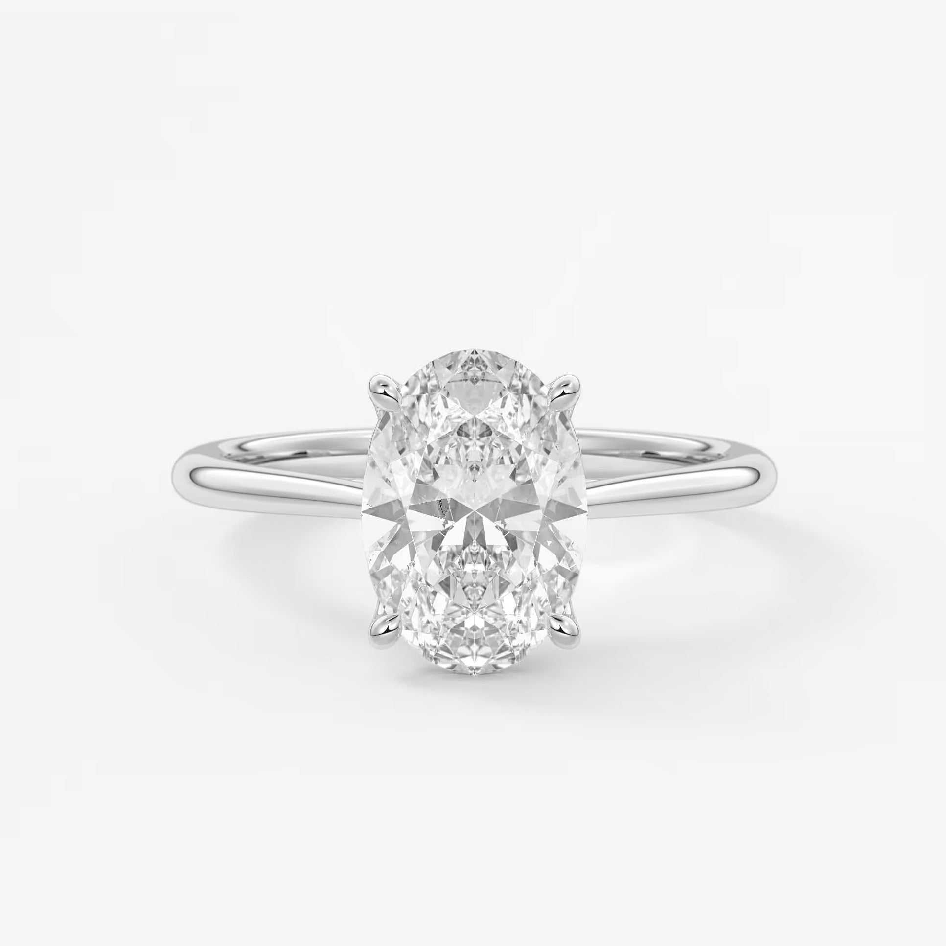 Tulip oval two-tone cathedral engagement ring