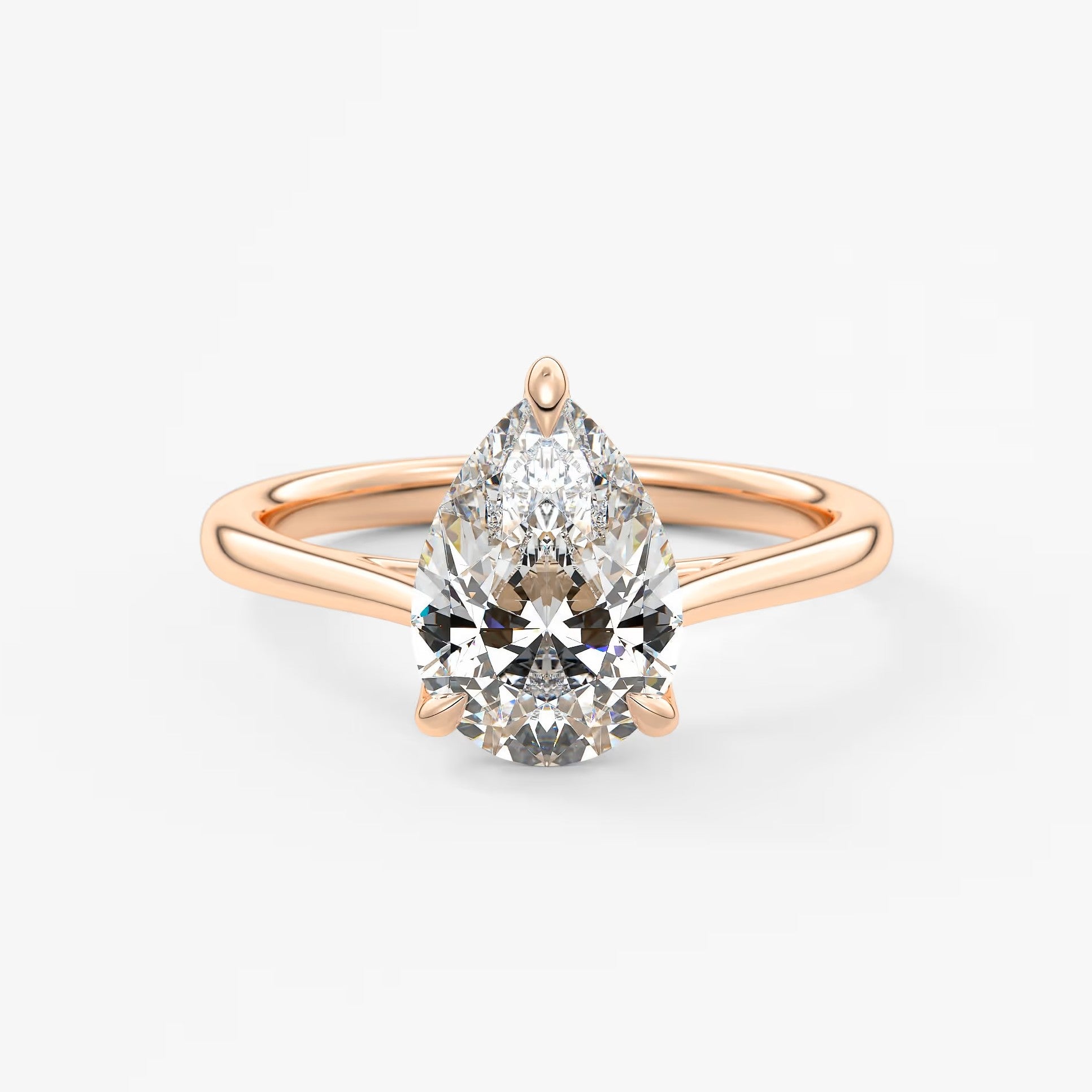 Tulip pear cathedral engagement ring