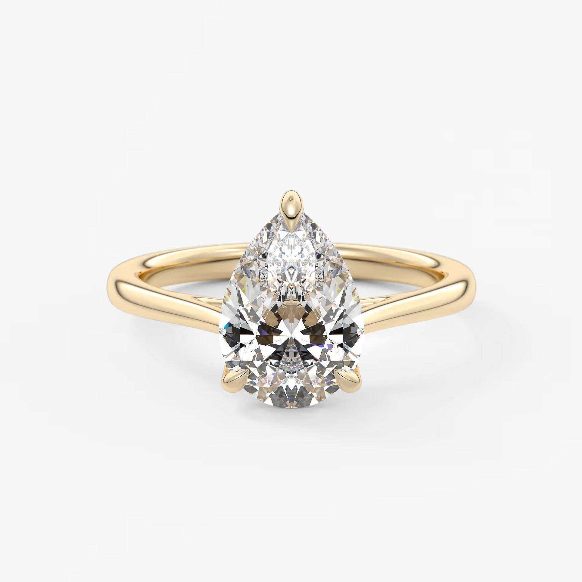 Tulip pear cathedral engagement ring