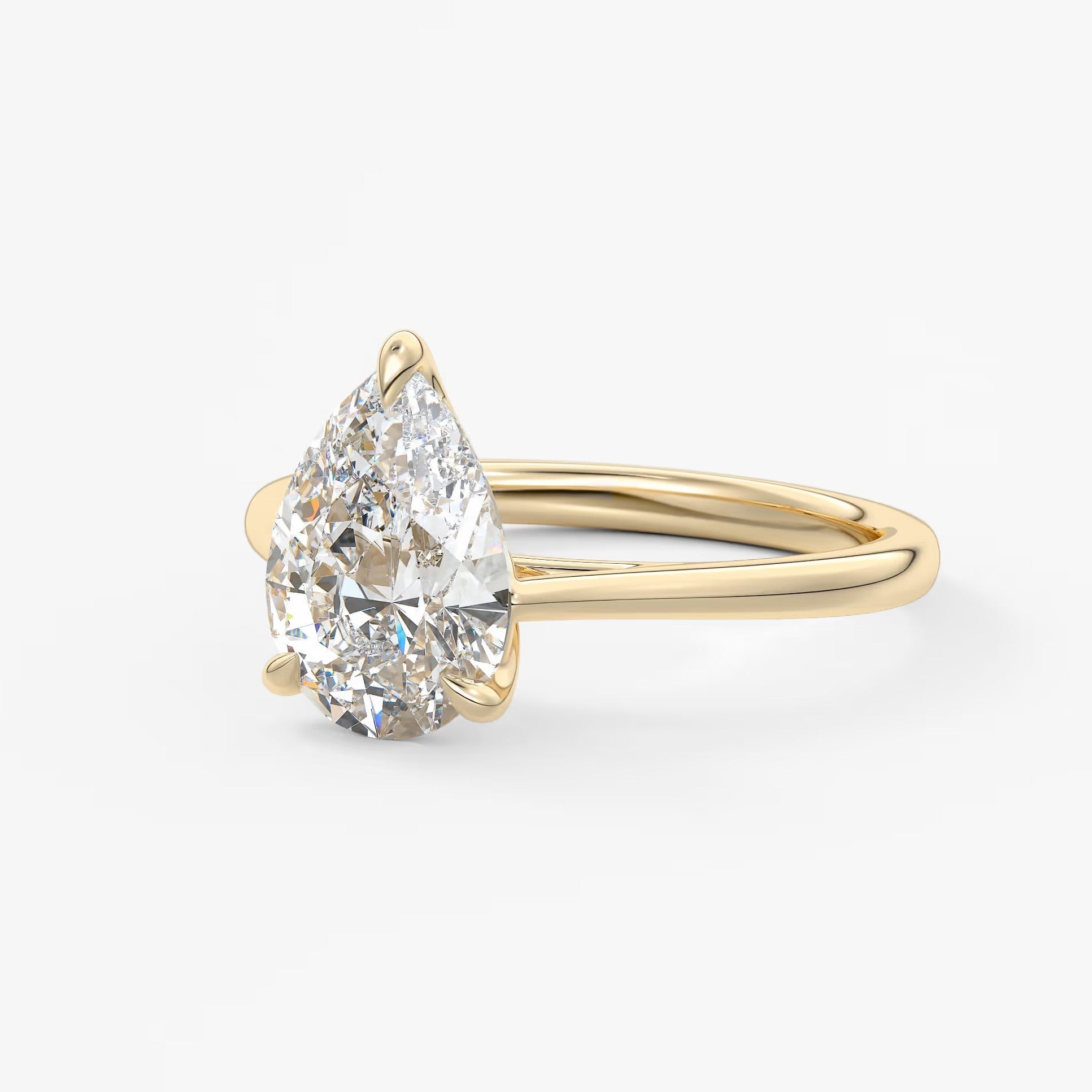 Tulip pear cathedral engagement ring