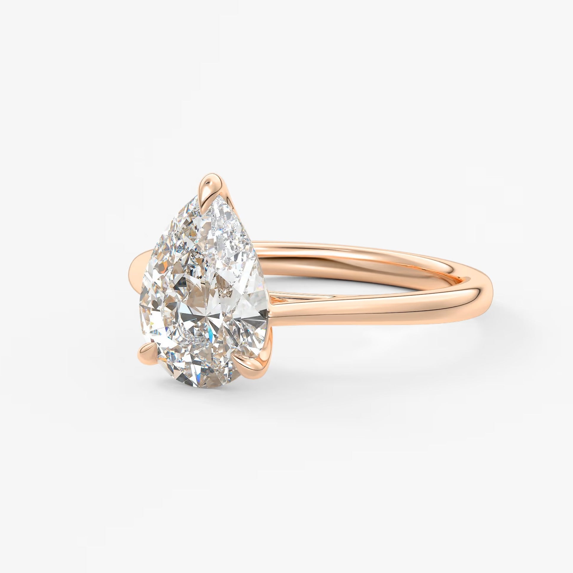 Tulip pear cathedral engagement ring