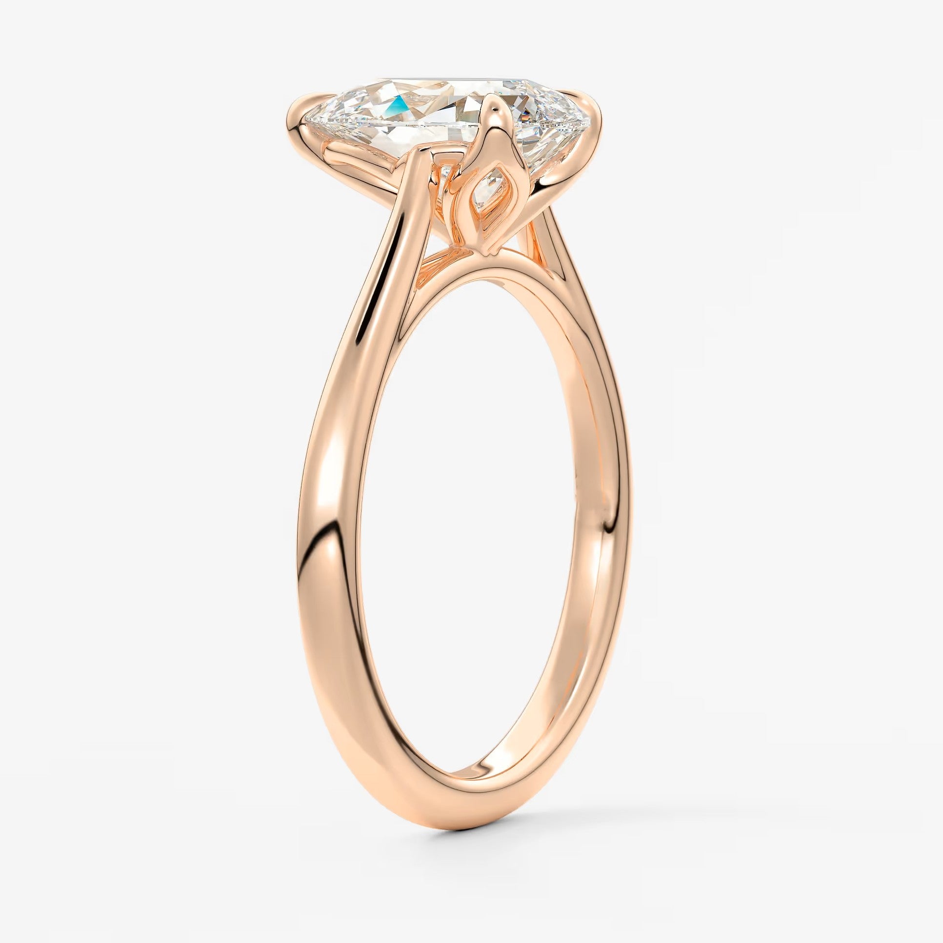 Tulip pear cathedral engagement ring