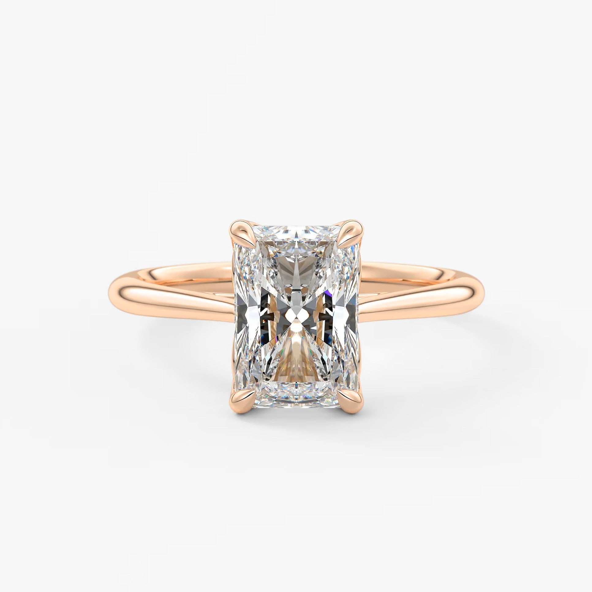 Tulip radiant cathedral engagement ring