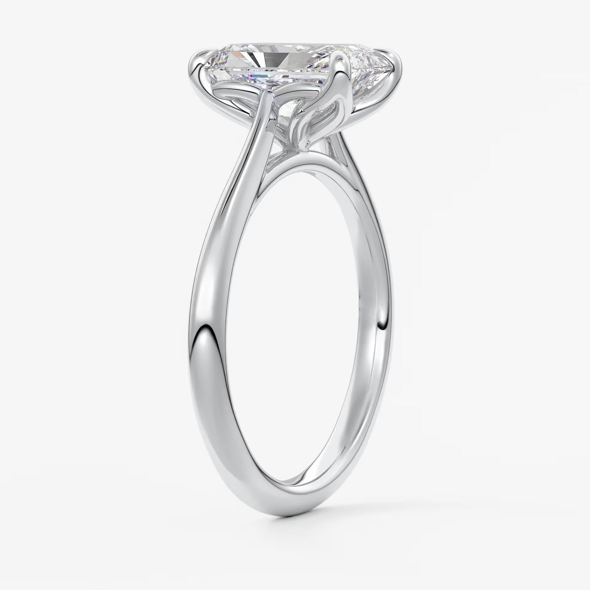 Tulip radiant cathedral engagement ring