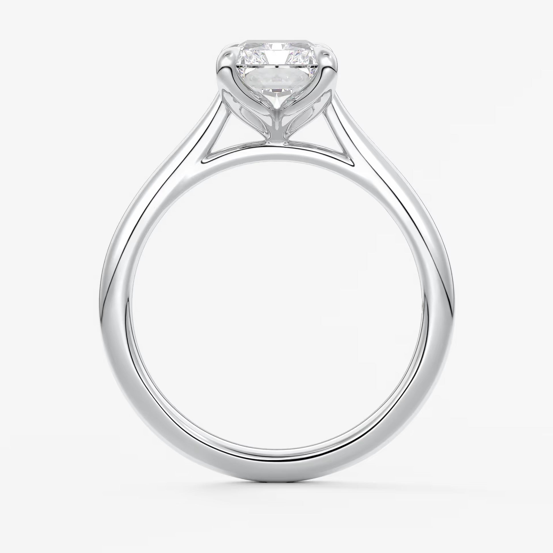 Tulip radiant cathedral engagement ring