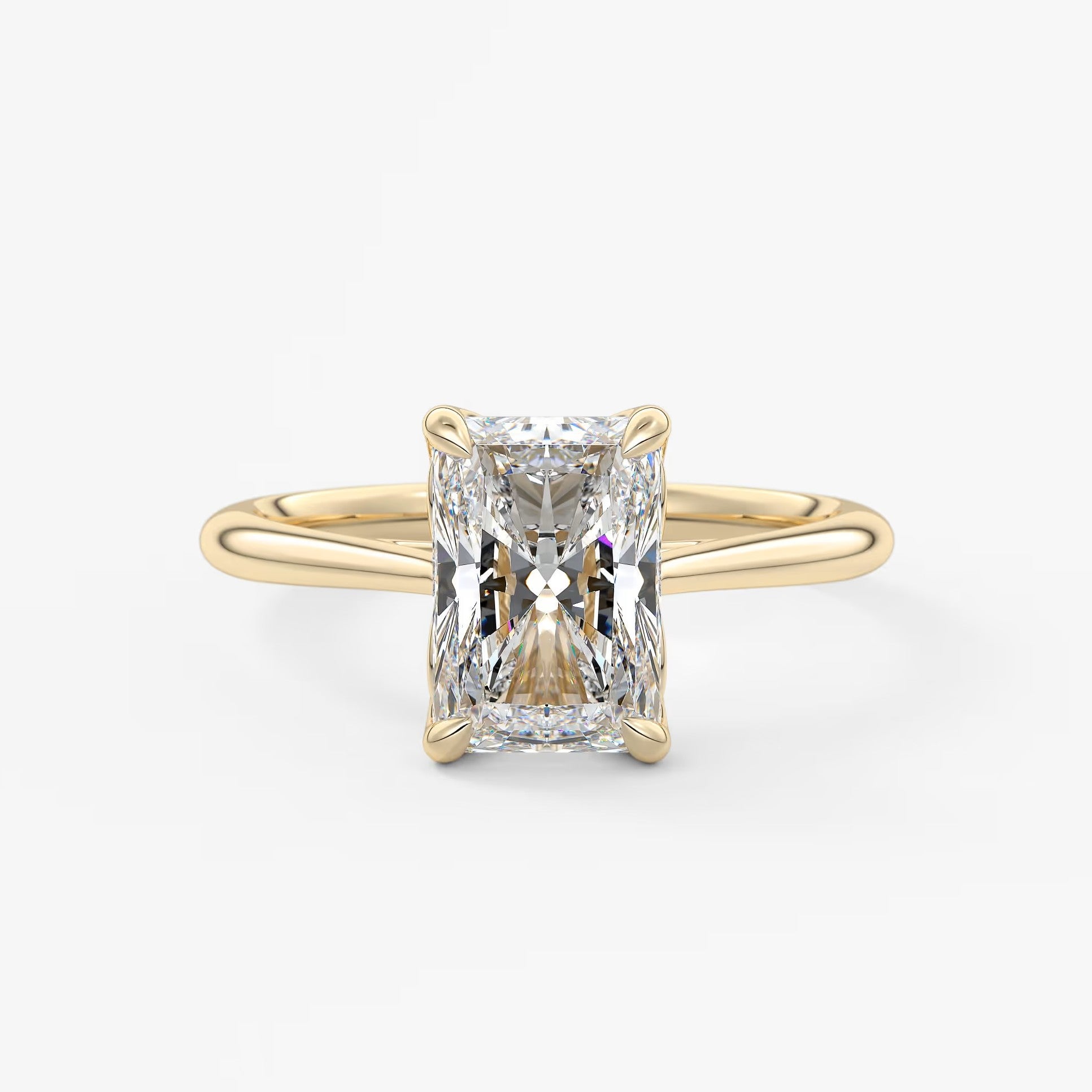 Tulip radiant cathedral engagement ring