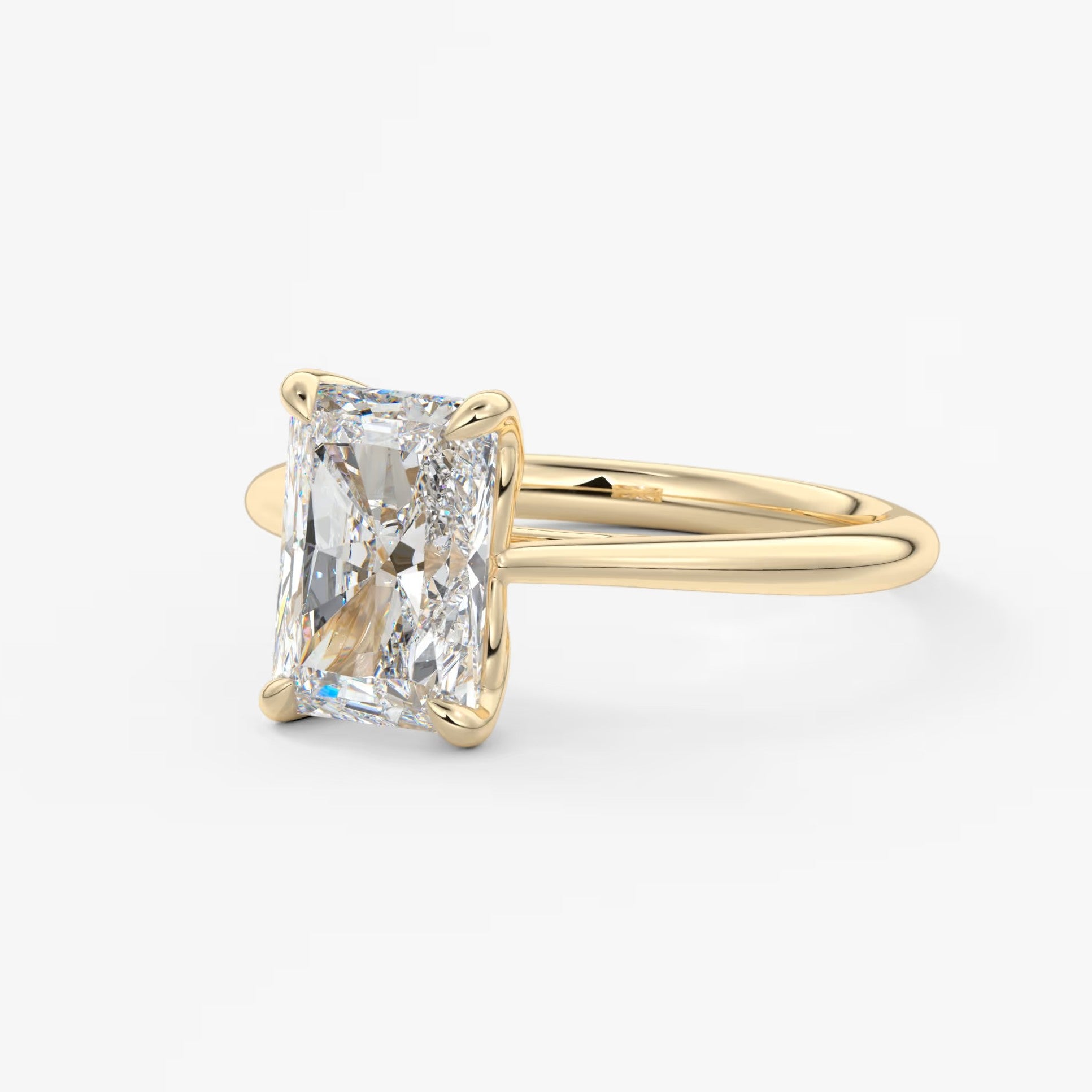 Tulip radiant cathedral engagement ring