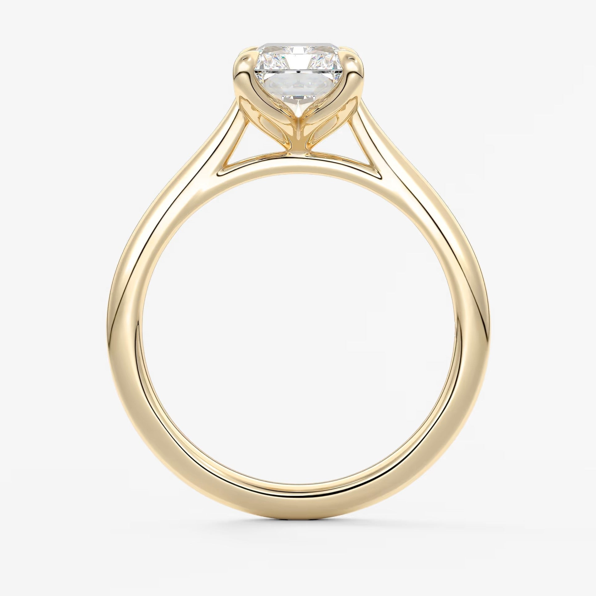 Tulip radiant cathedral engagement ring