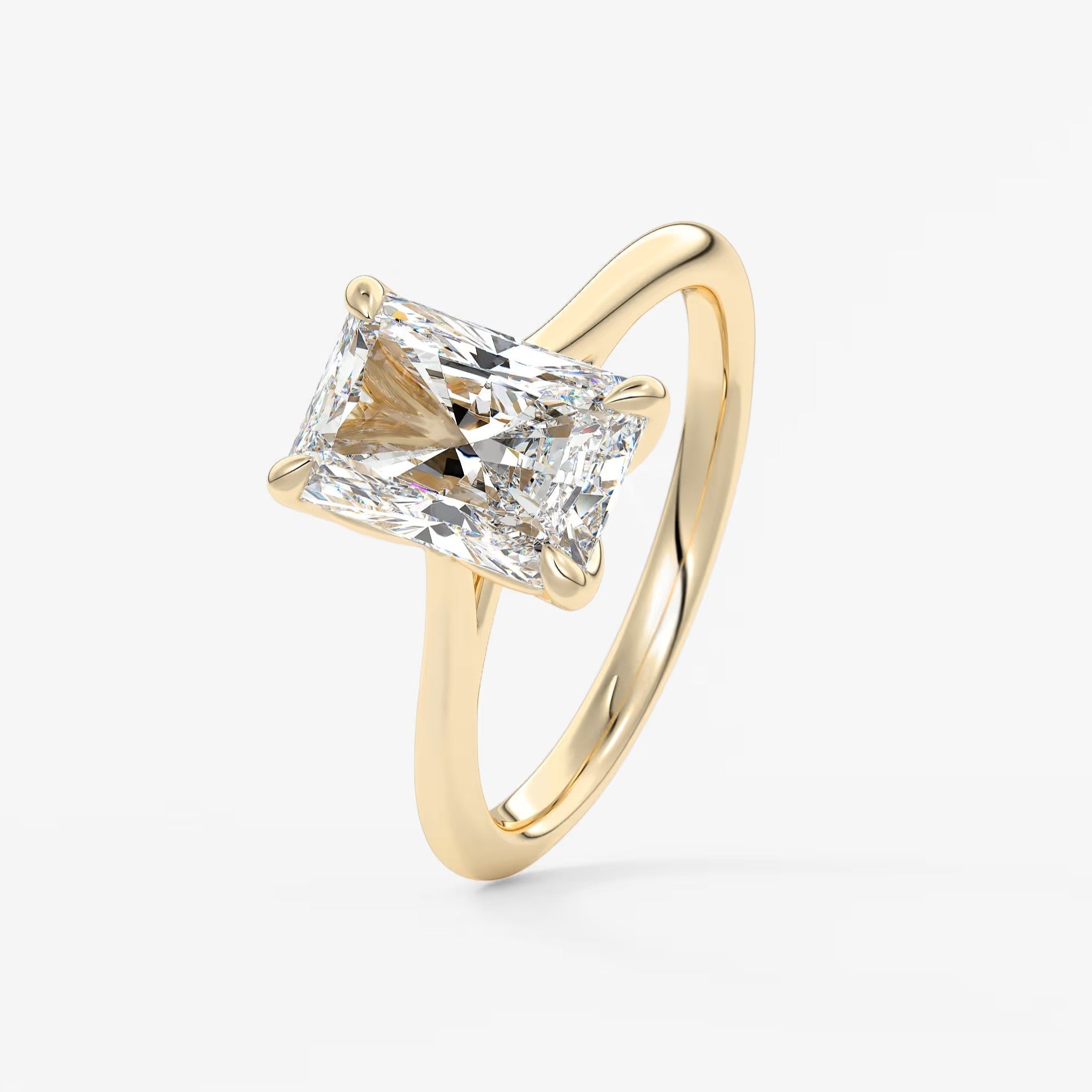 Tulip radiant cathedral engagement ring