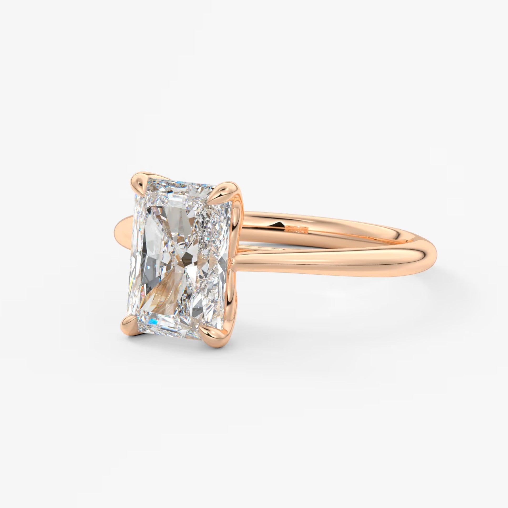 Tulip radiant cathedral engagement ring