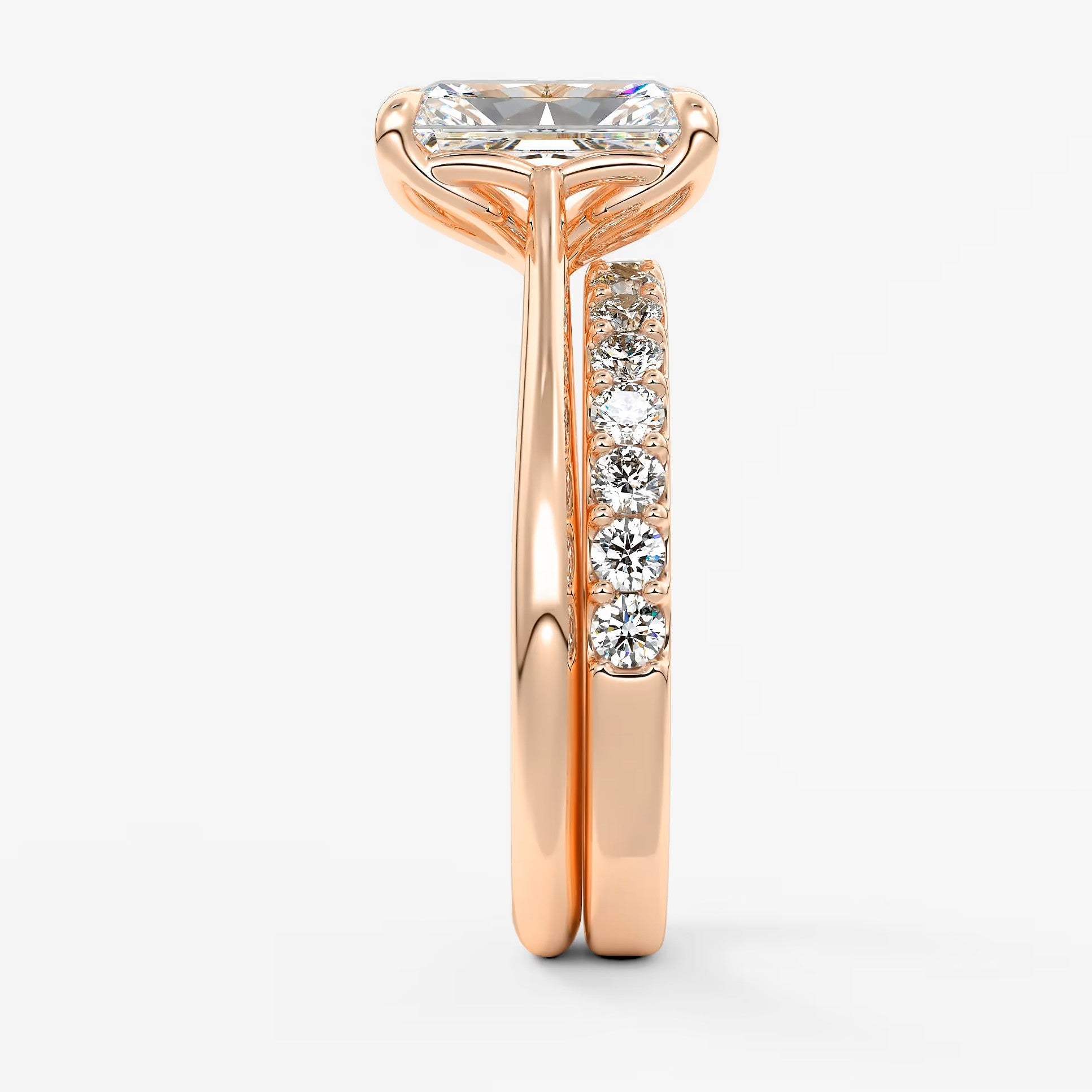 Tulip radiant cathedral engagement ring