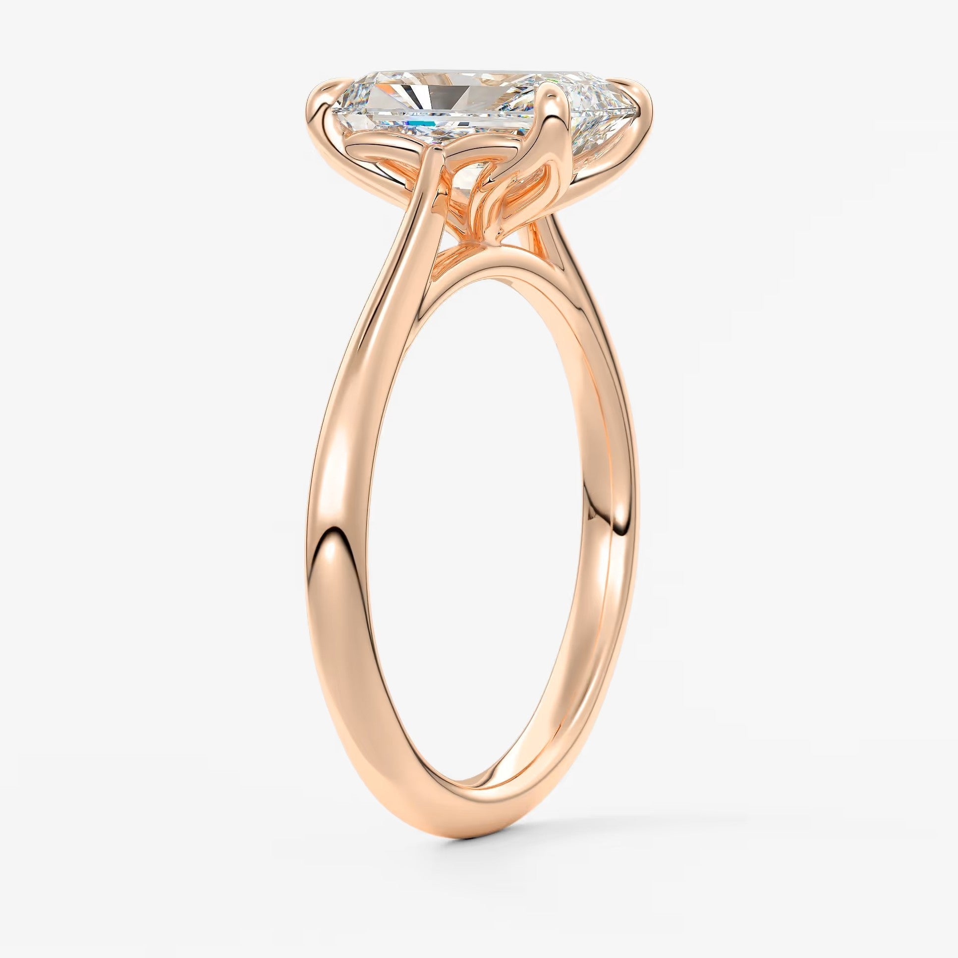 Tulip radiant cathedral engagement ring