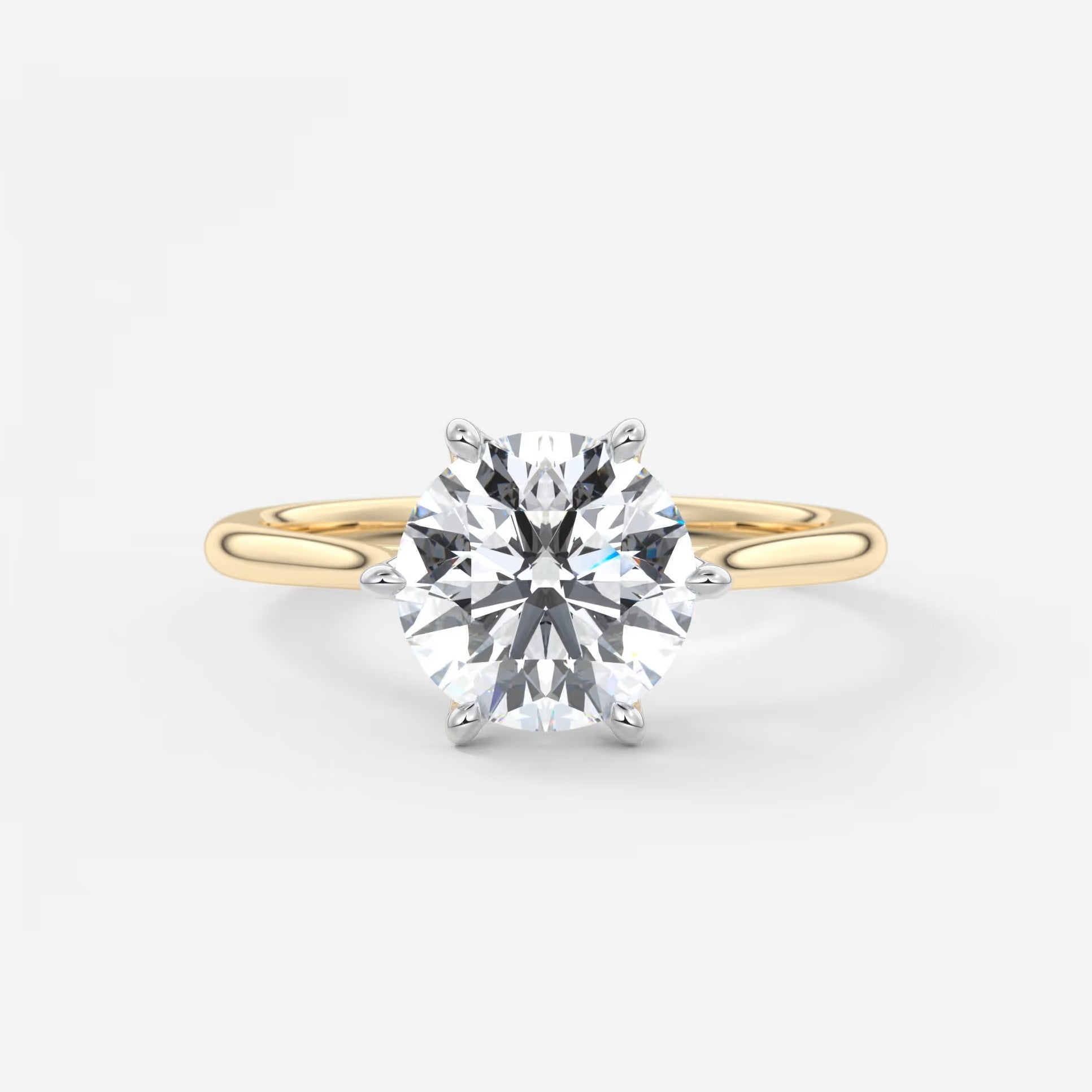Tulip round two-tone cathedral engagement ring