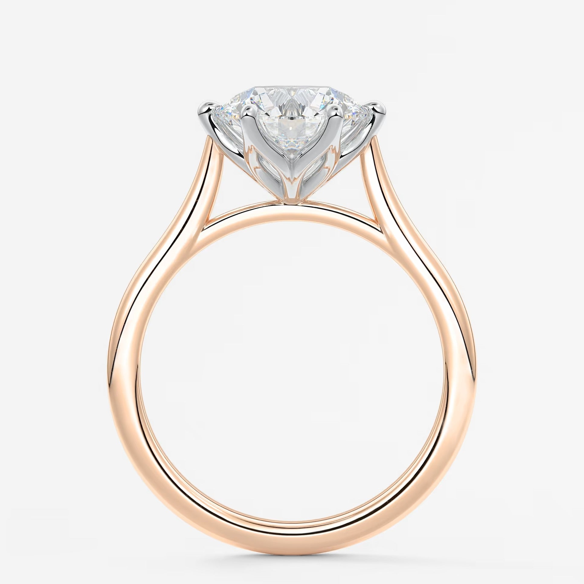 Tulip round two-tone cathedral engagement ring