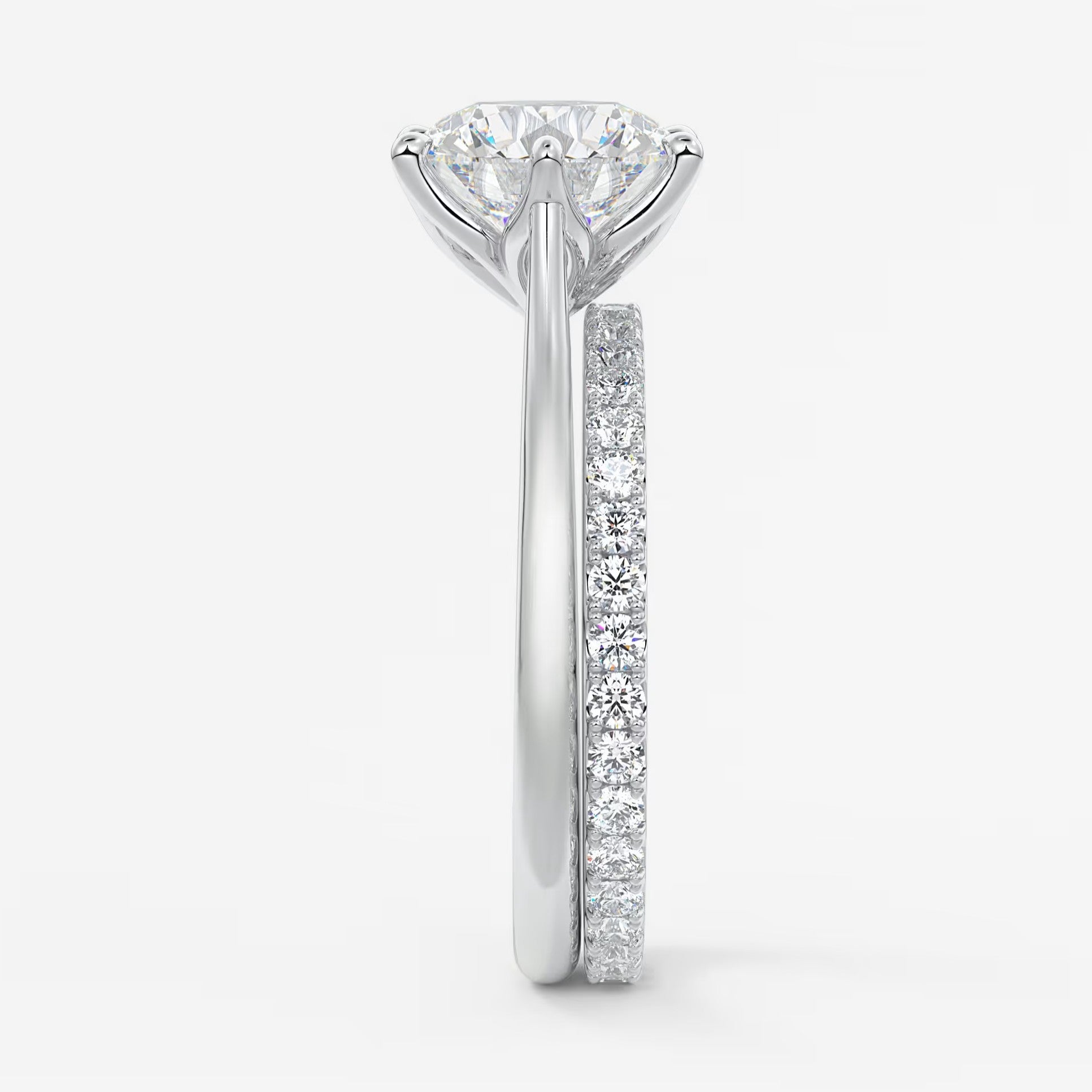 Tulip round two-tone cathedral engagement ring