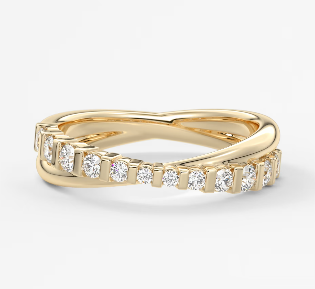 Custom made twist crossover diamond band | lab-grown or natural diamonds