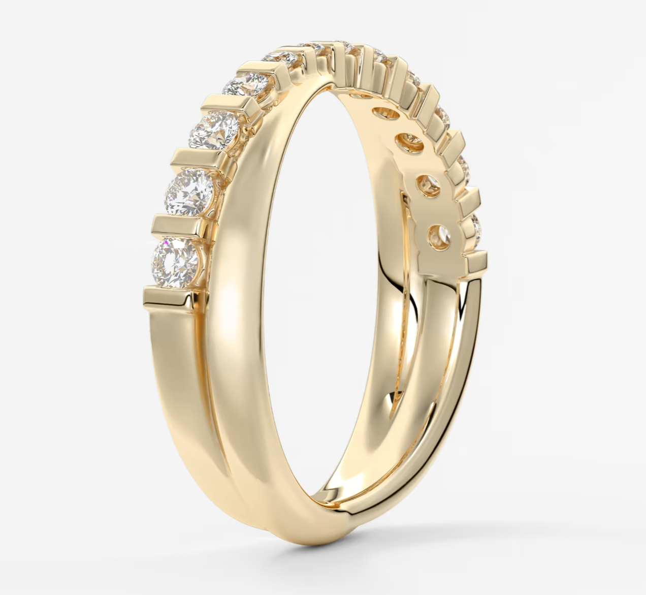 Custom made twist crossover diamond band | lab-grown or natural diamonds
